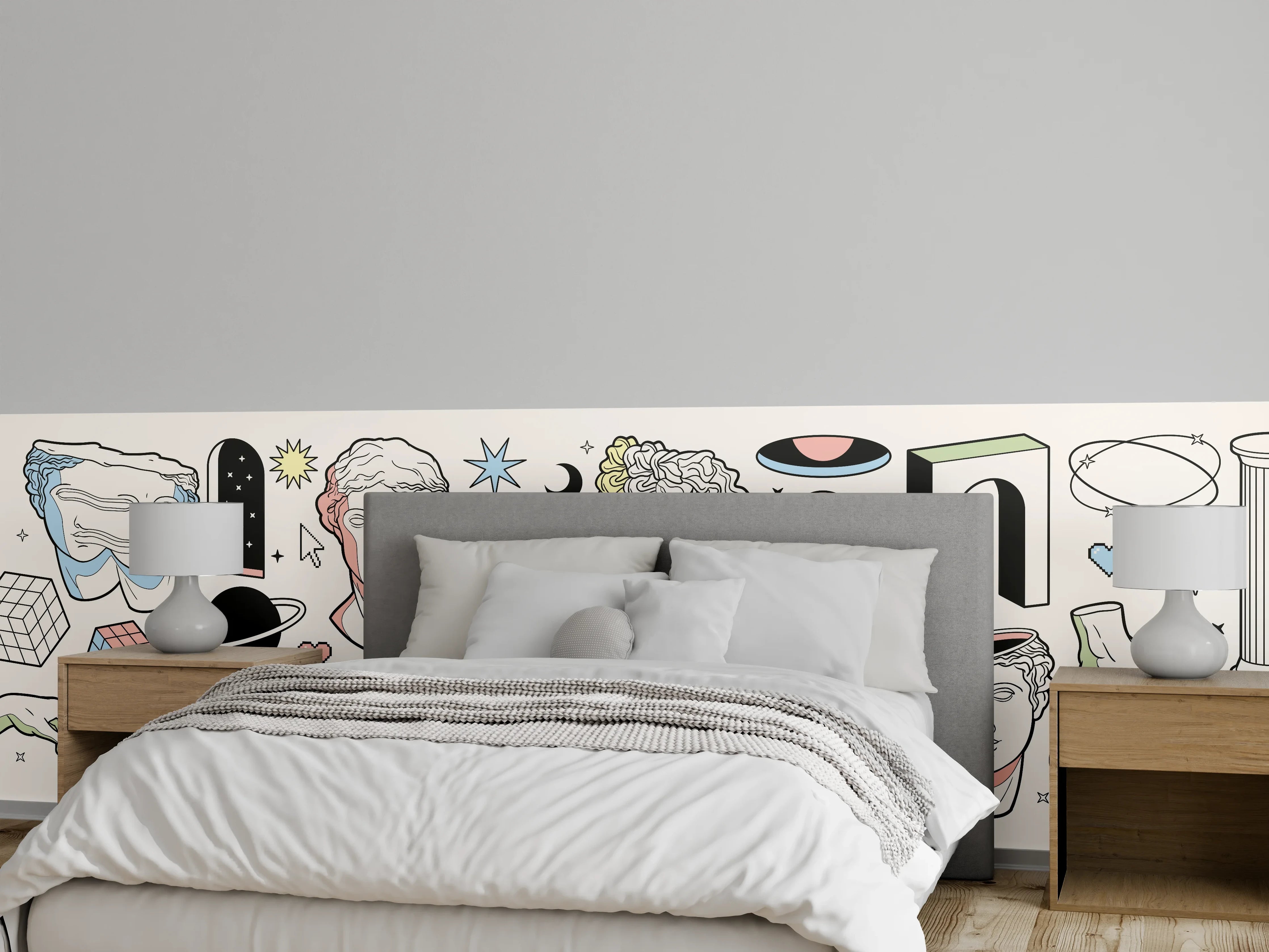 Wandverkleidung Schlafzimmer - Klassik-Inspirierte Illustrationsreihe