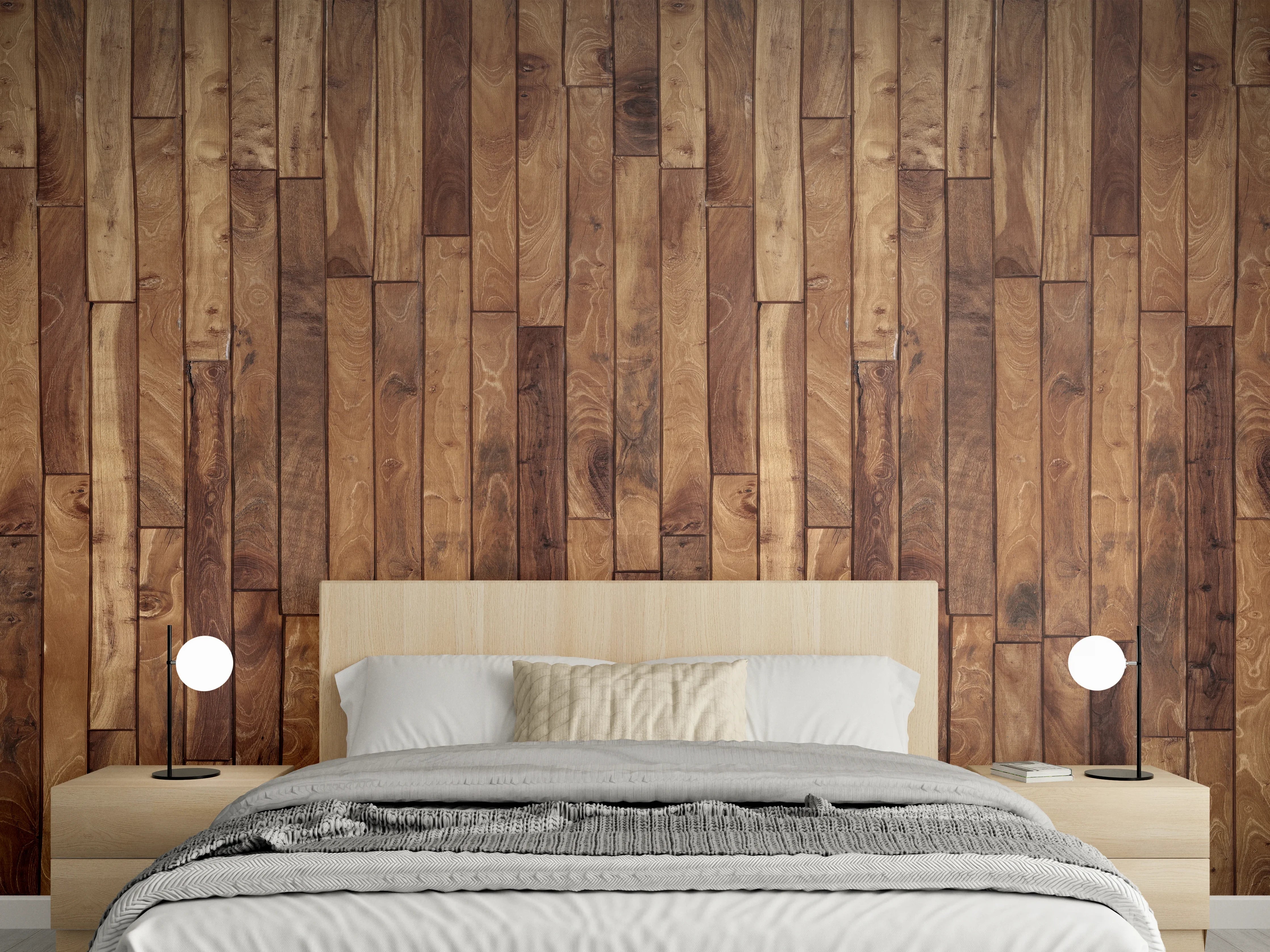 Wandverkleidung Schlafzimmer - Kleine Kiefernholzstücke