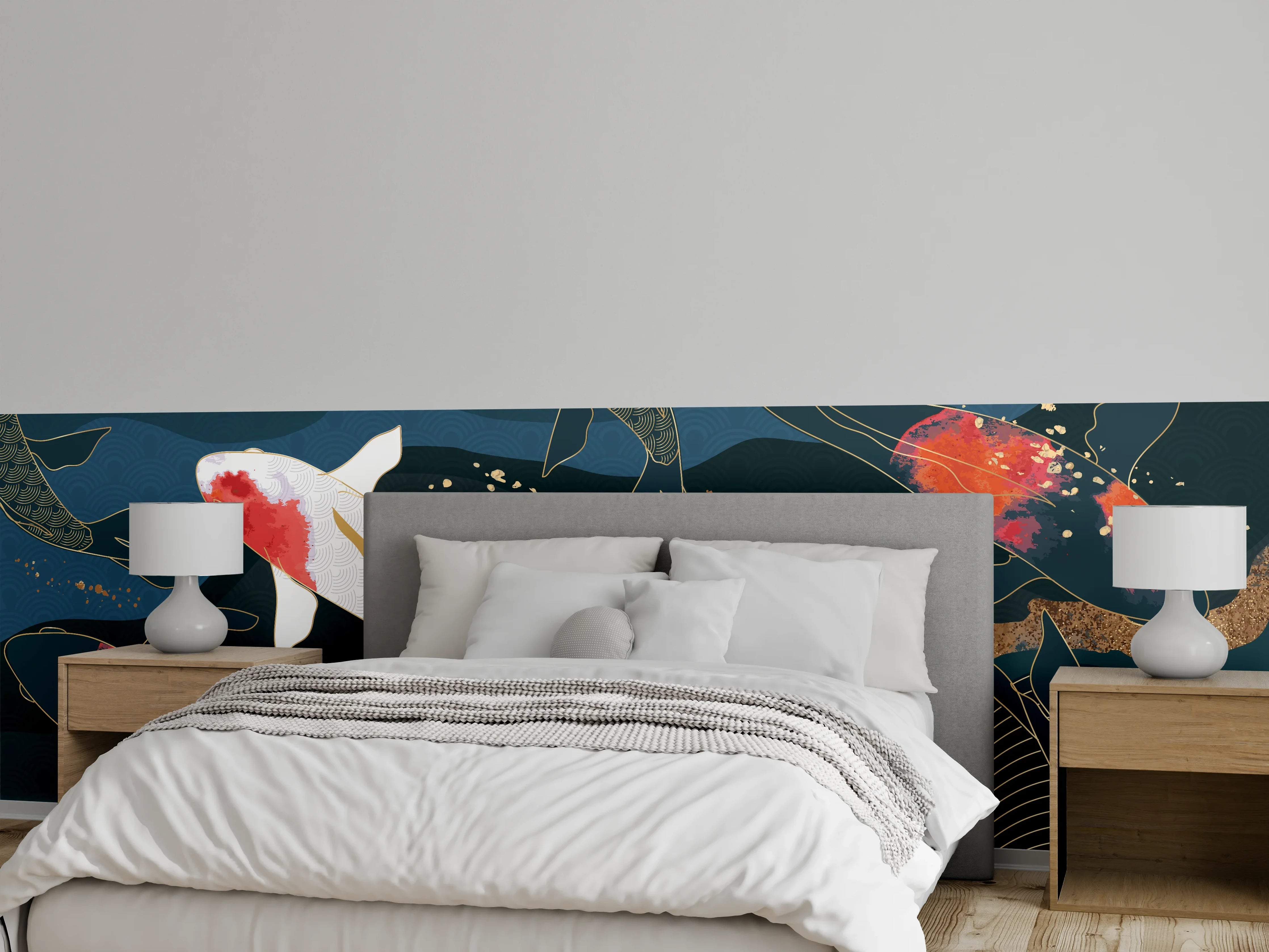 Wandverkleidung Schlafzimmer - Koi-Karpfen Kunstdruck