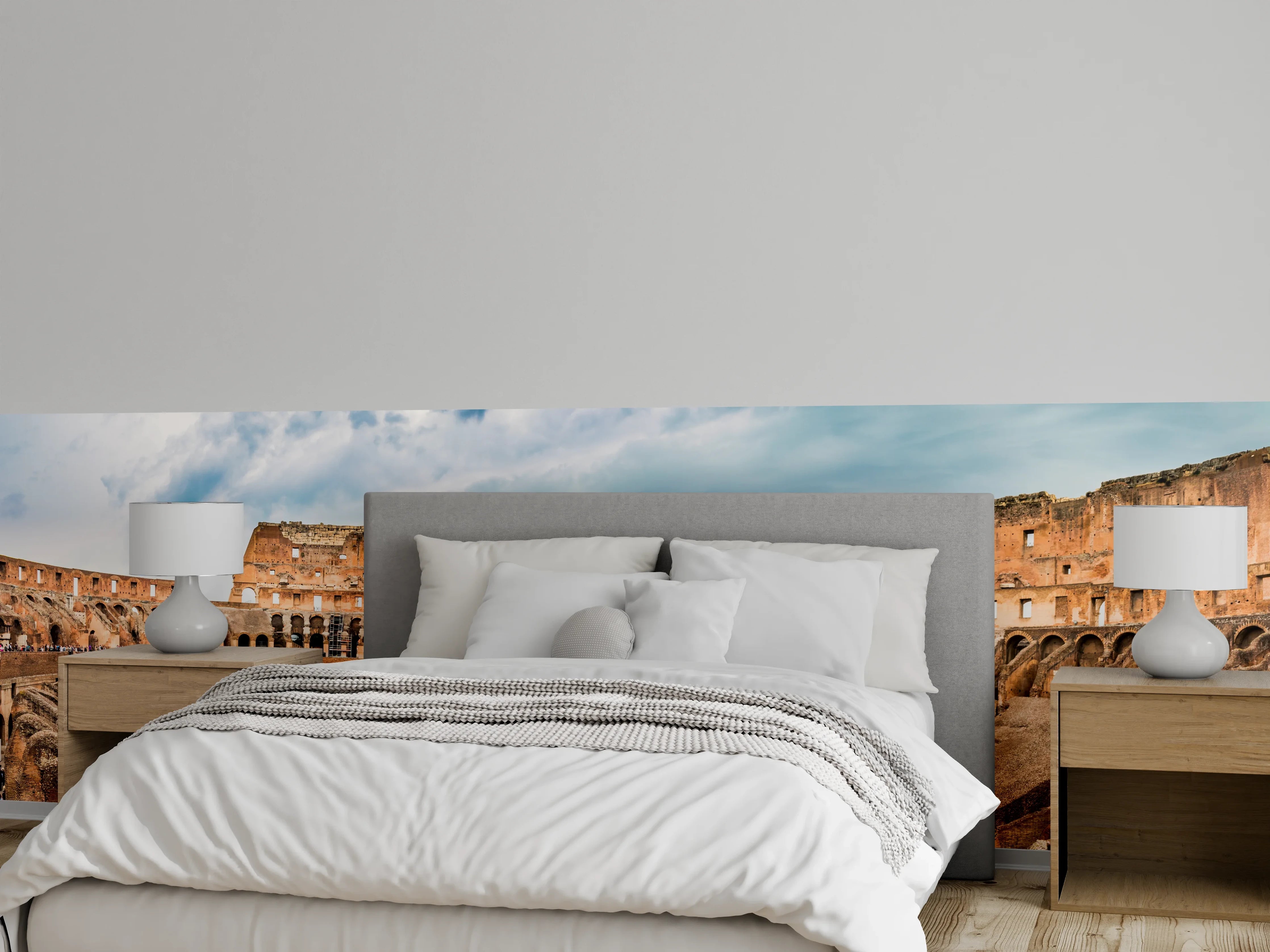 Wandverkleidung Schlafzimmer - Kolosseum Panorama in Beige