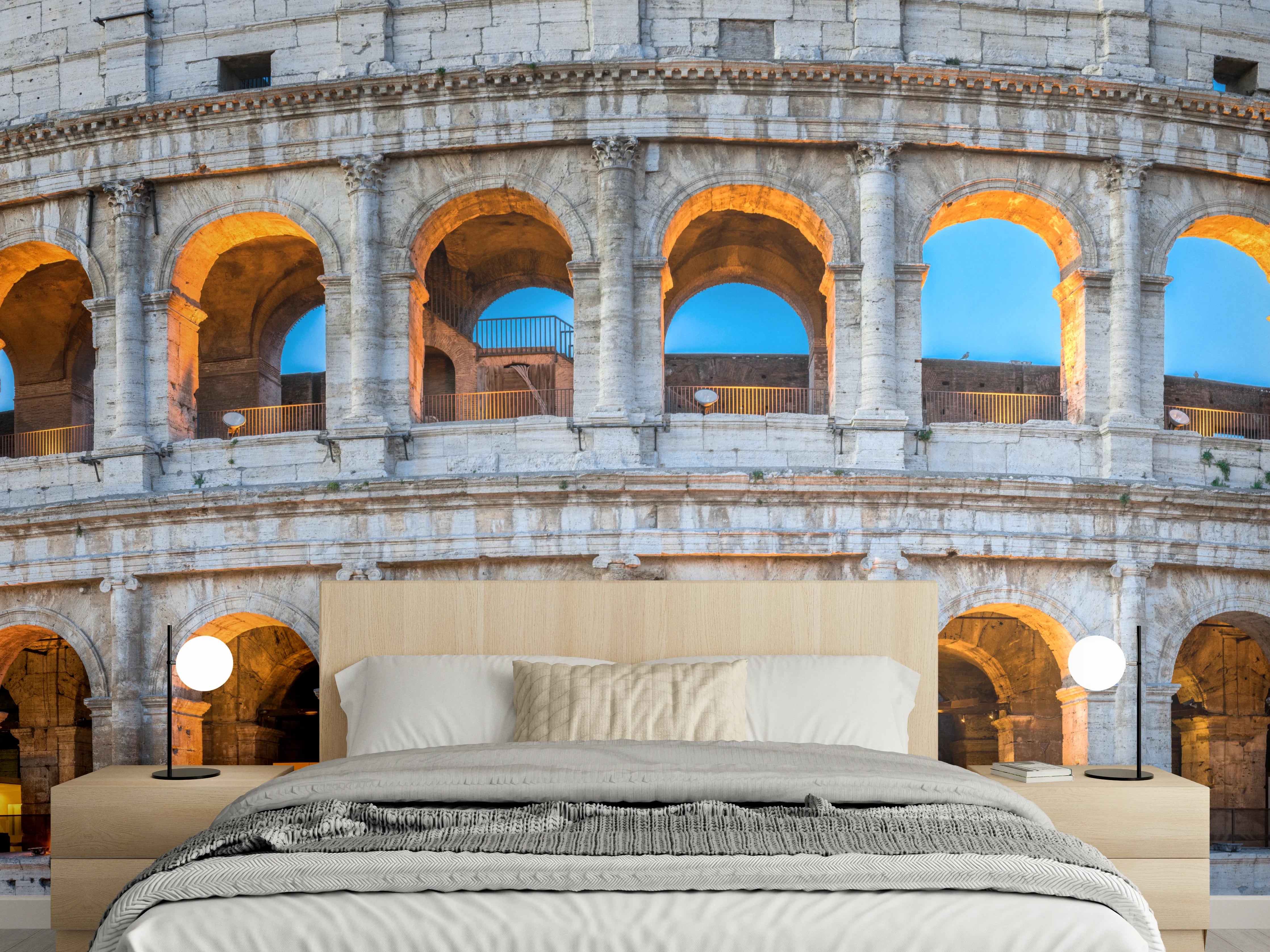 Wandverkleidung Schlafzimmer - Kolosseum Rom Abendlicht