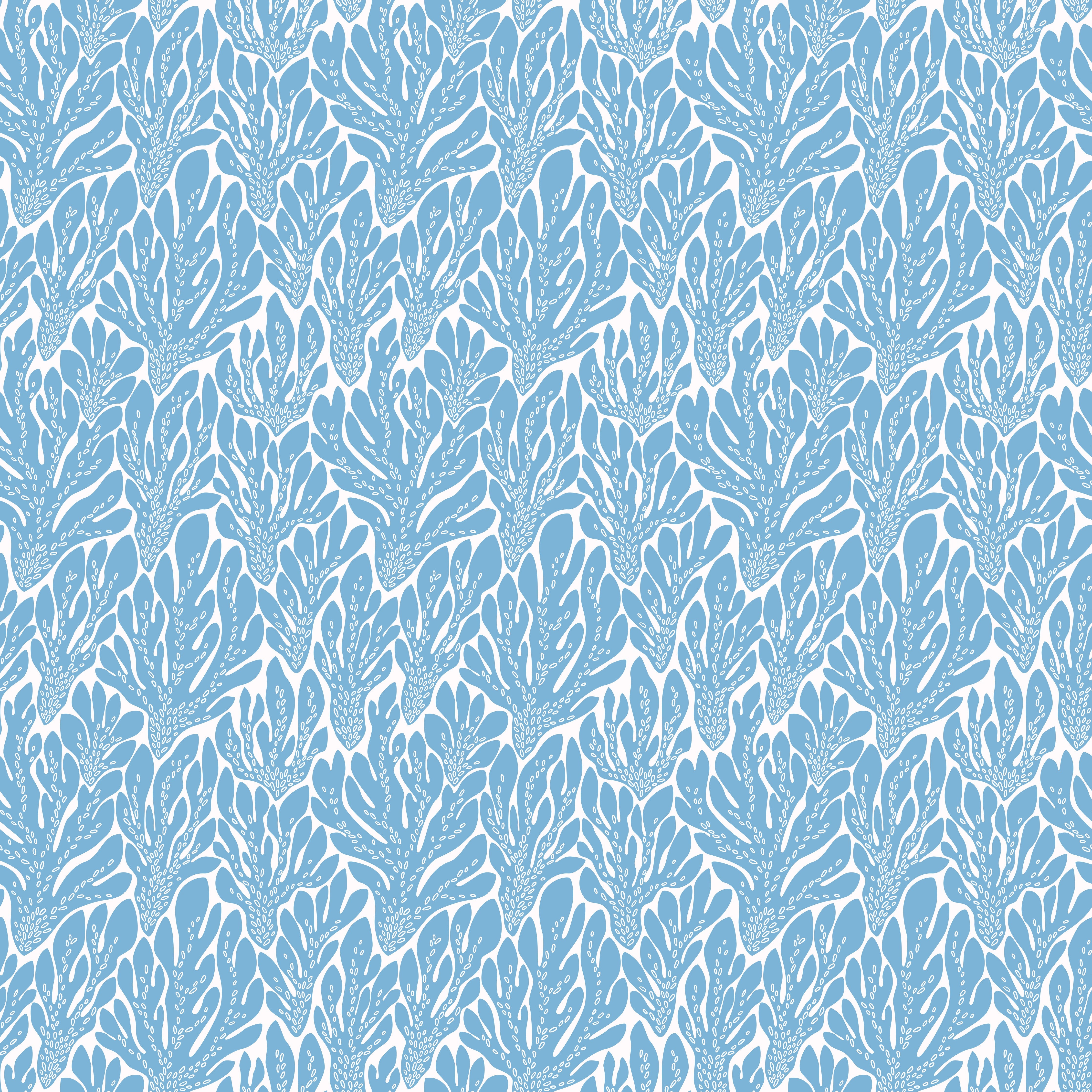 Wandverkleidung Schlafzimmer-Korallen-Abstract Blau-Weiß