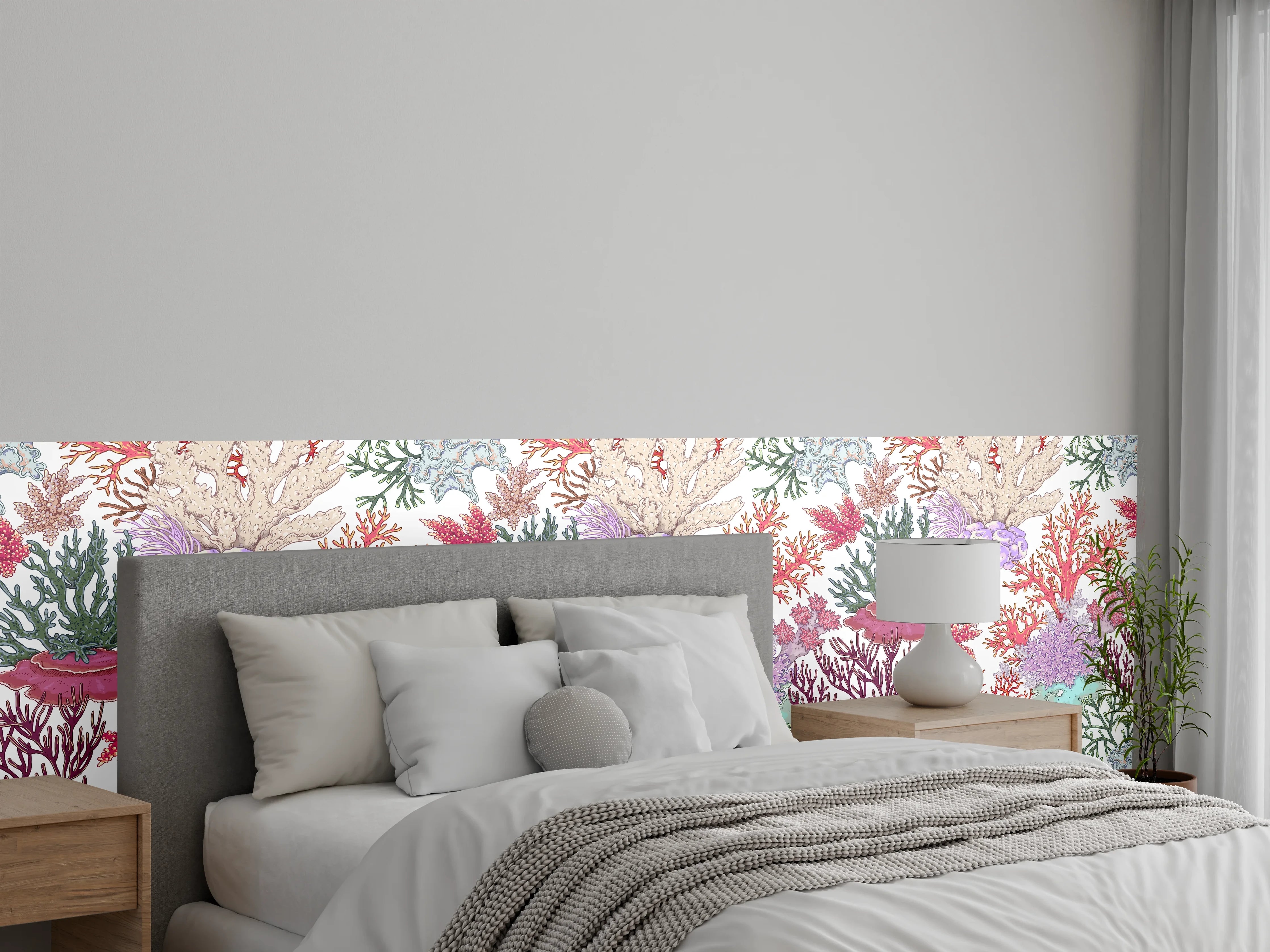 Wandverkleidung Schlafzimmer - Korallenmuster Rosa-Beige
