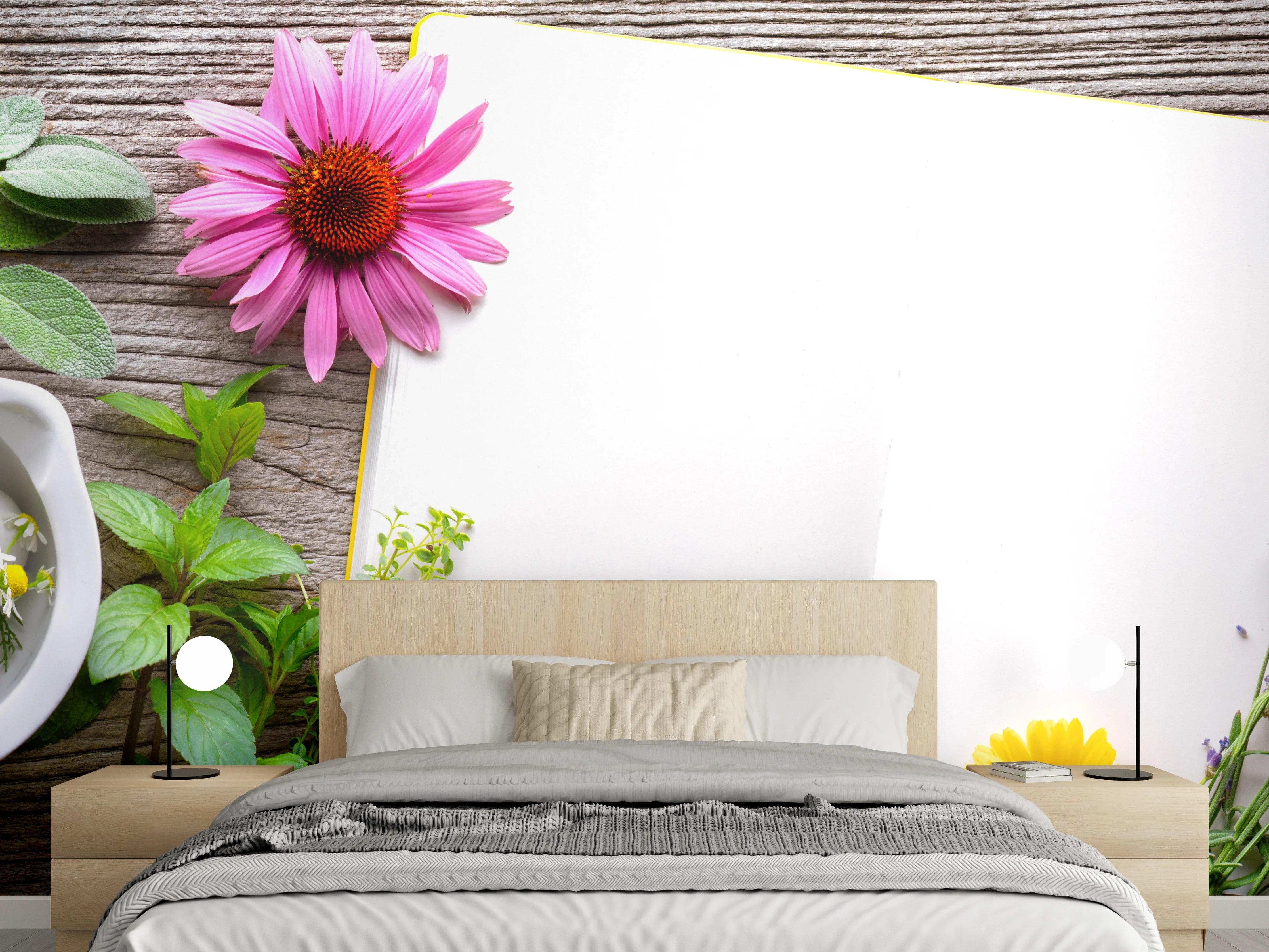 Wandverkleidung Schlafzimmer - Kräuter & Blumen