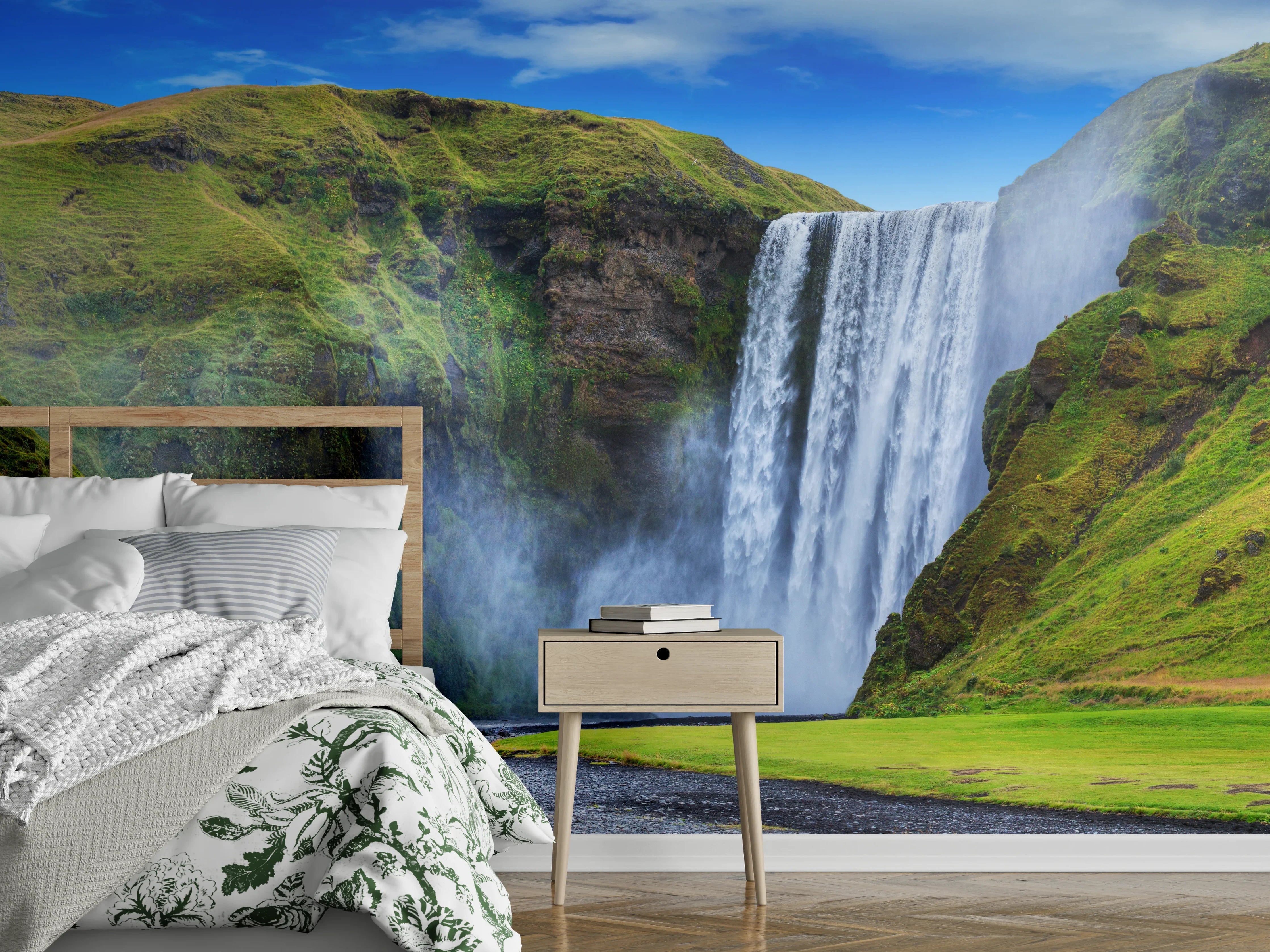 Wandverkleidung Schlafzimmer - Kraftvoller Wasserfall
