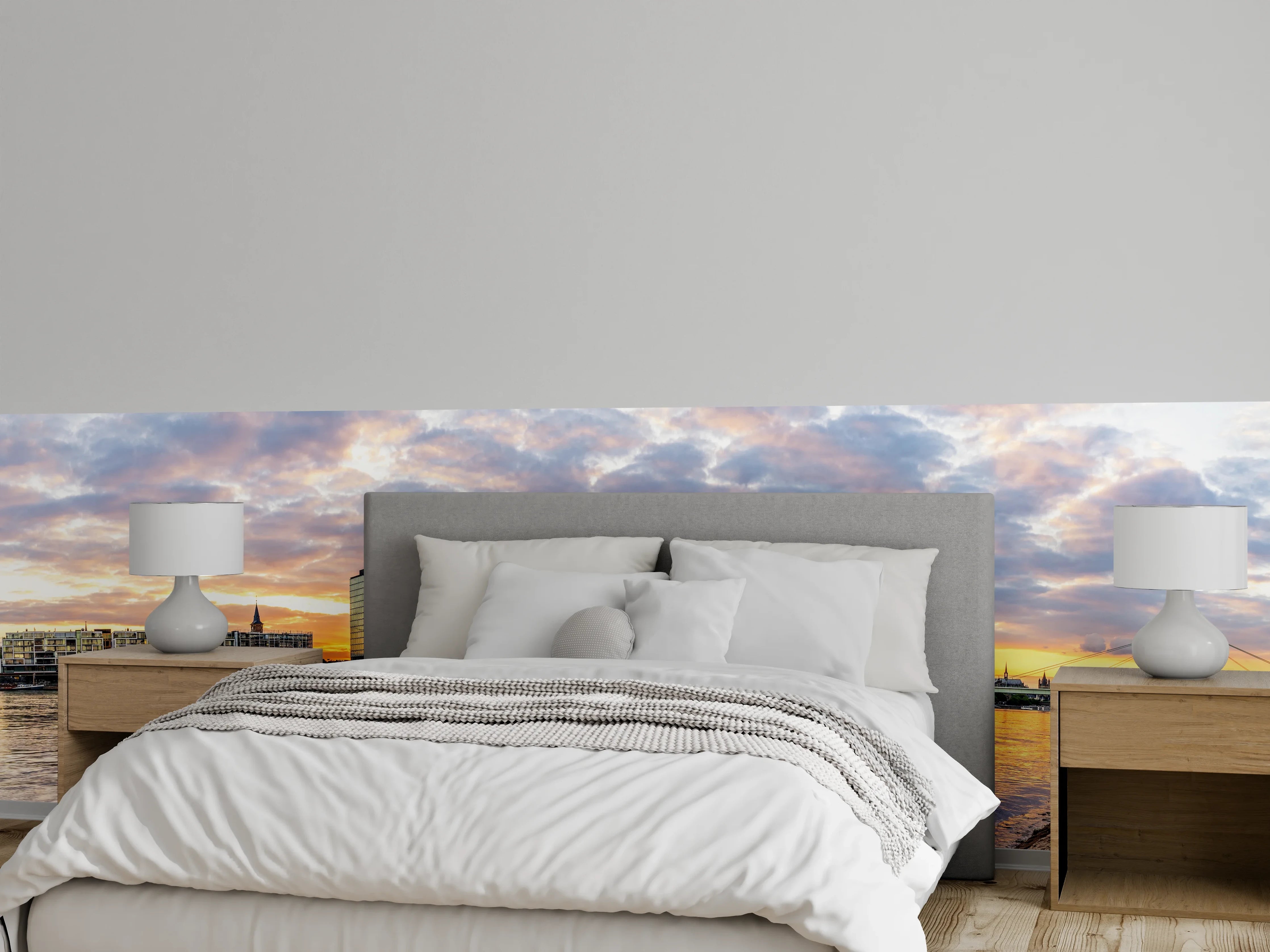 Wandverkleidung Schlafzimmer - Kranhäuser Köln Panorama Sonnenuntergang