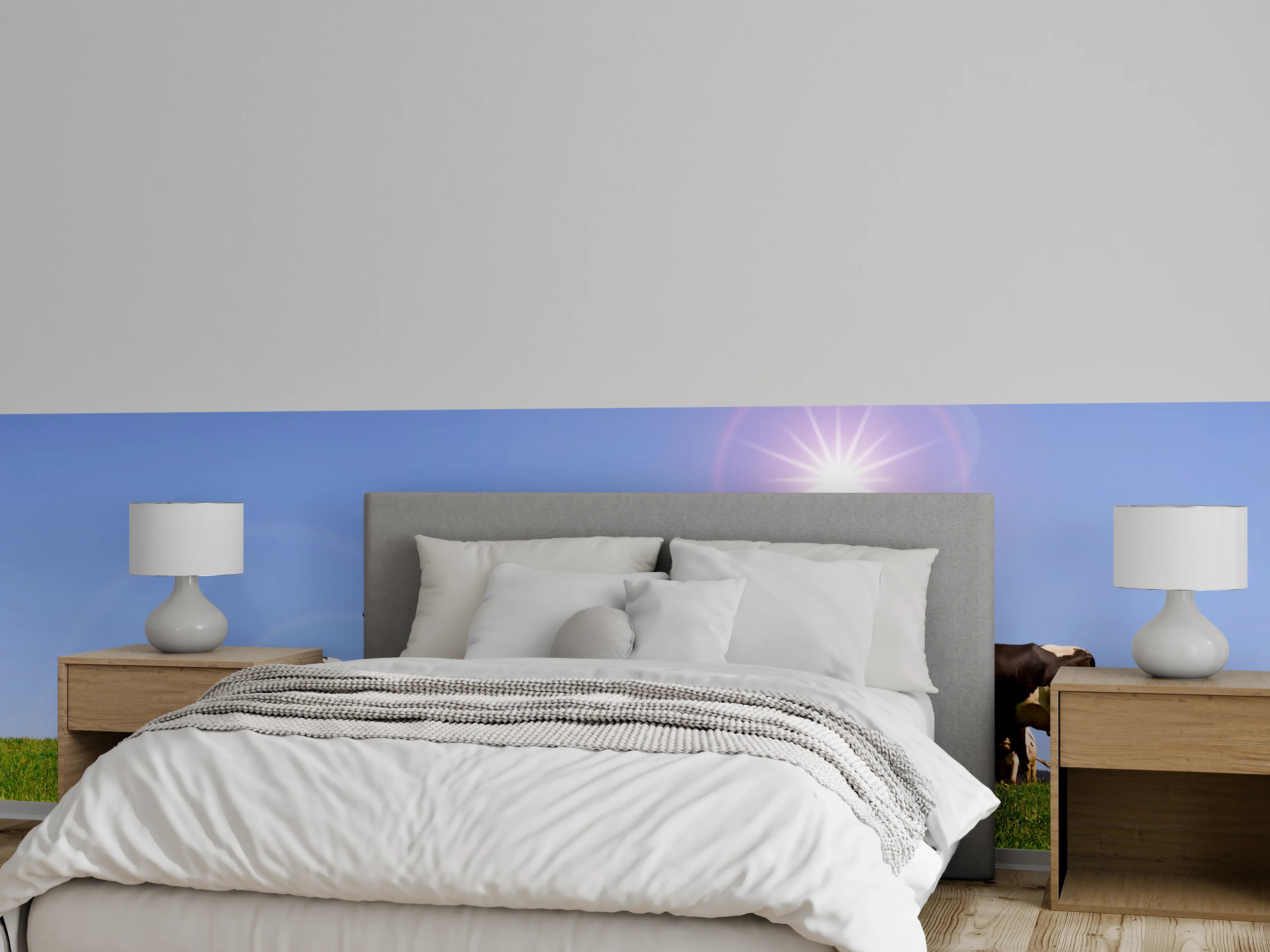 Wandverkleidung Schlafzimmer - Kuhherde auf grüner Wiese