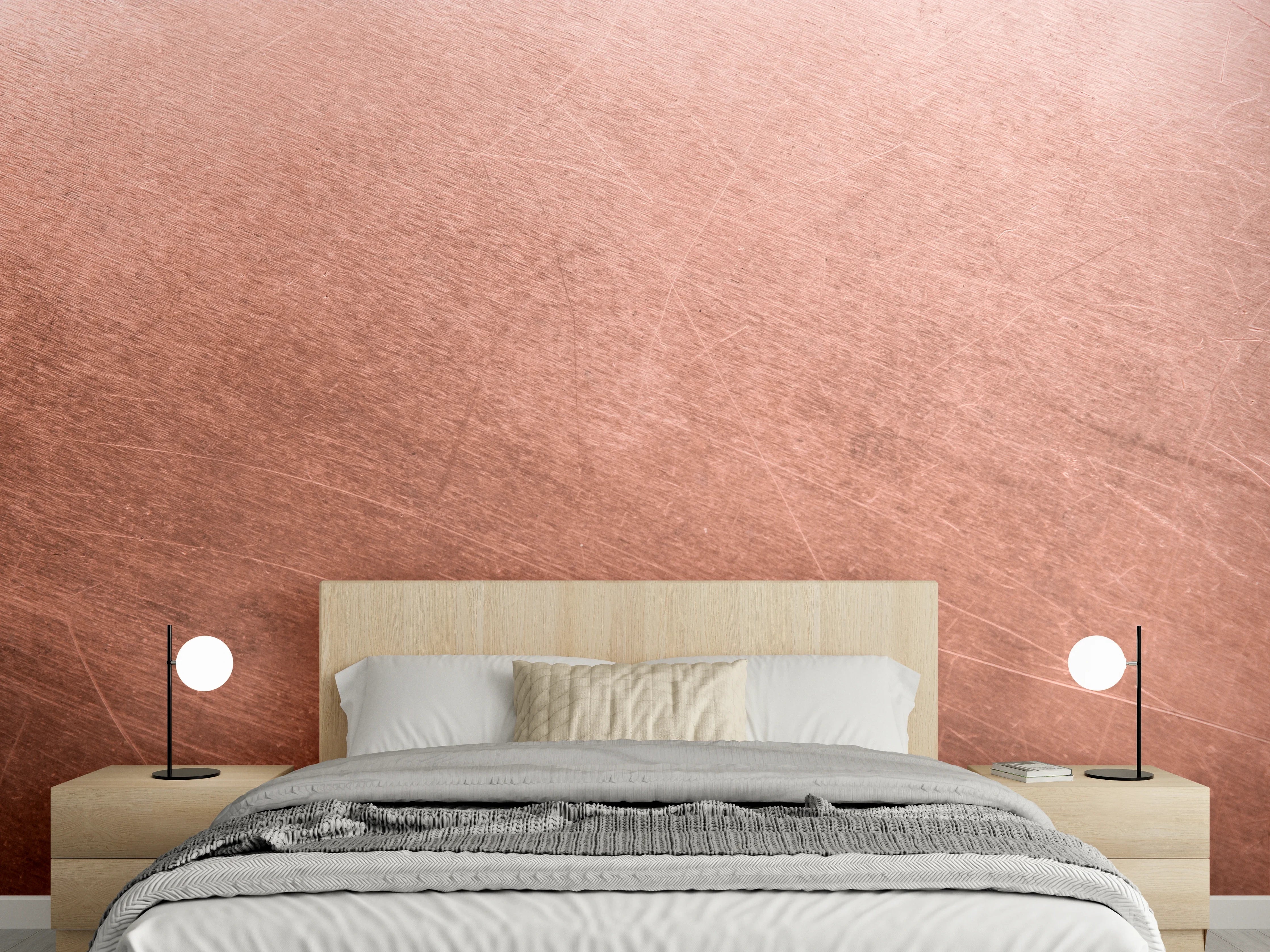 Wandverkleidung Schlafzimmer - Kupferoberfläche mit feiner Struktur