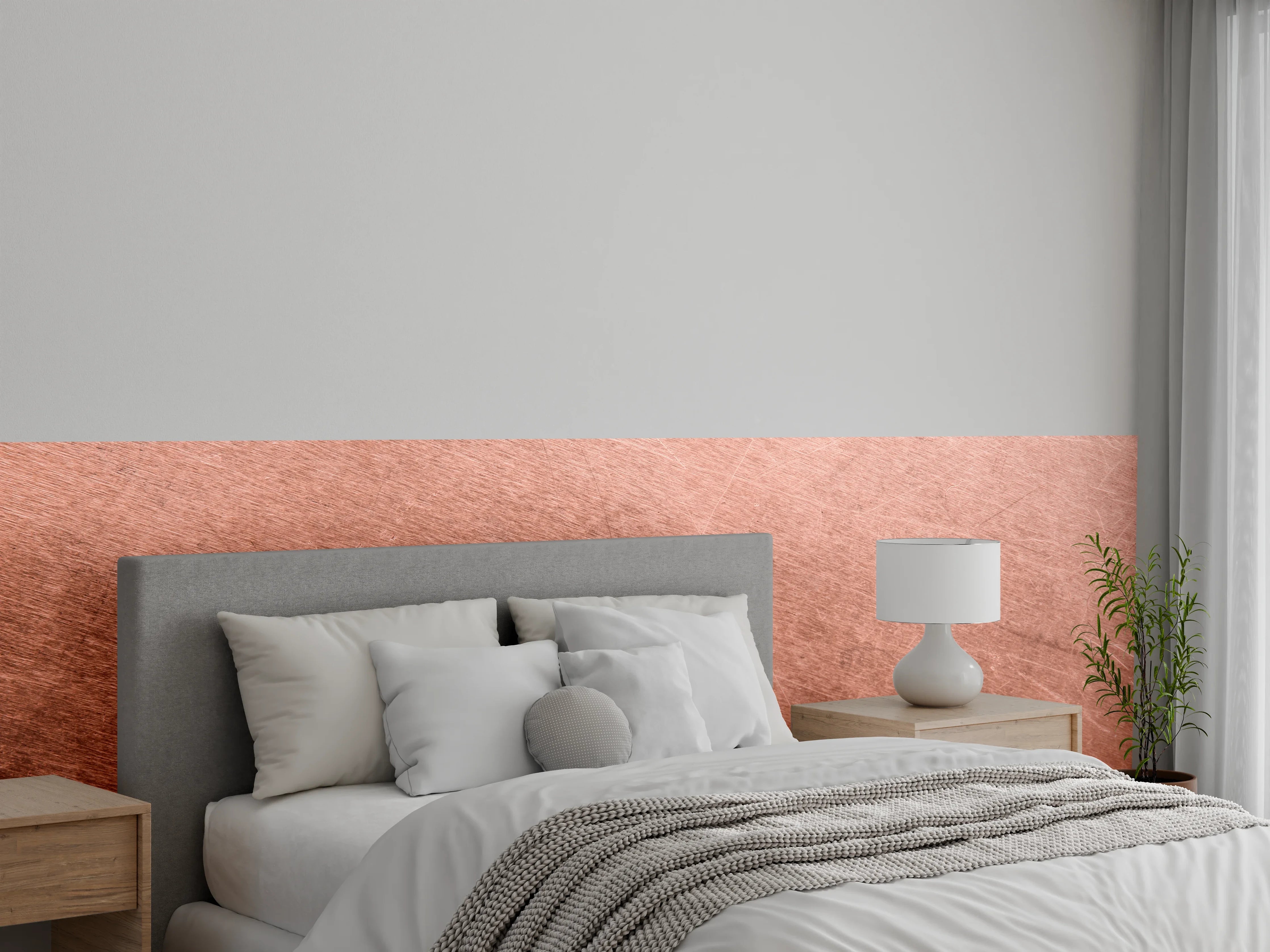Wandverkleidung Schlafzimmer - Kupferoberfläche mit feiner Struktur