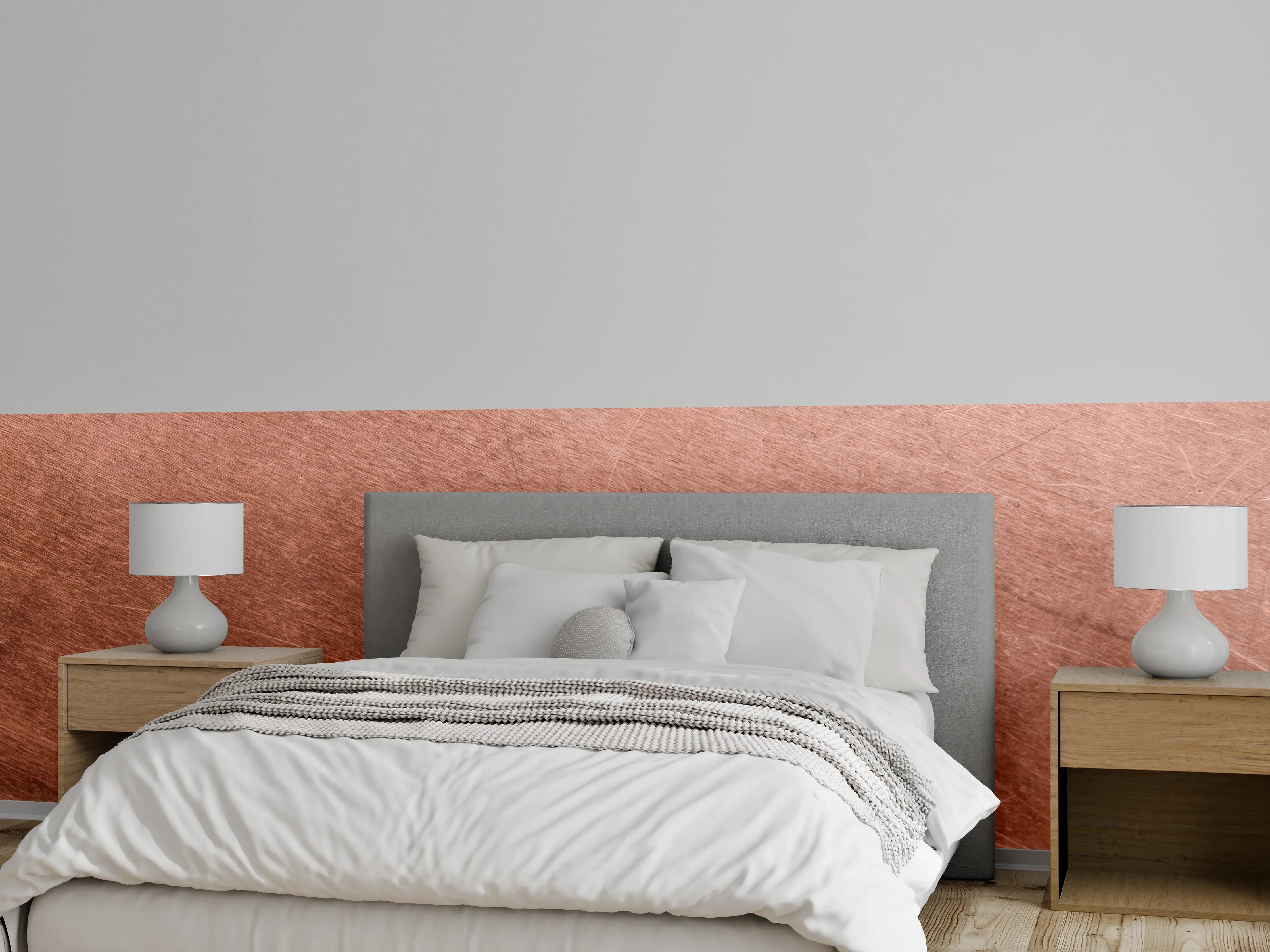 Wandverkleidung Schlafzimmer - Kupferoberfläche mit feiner Struktur
