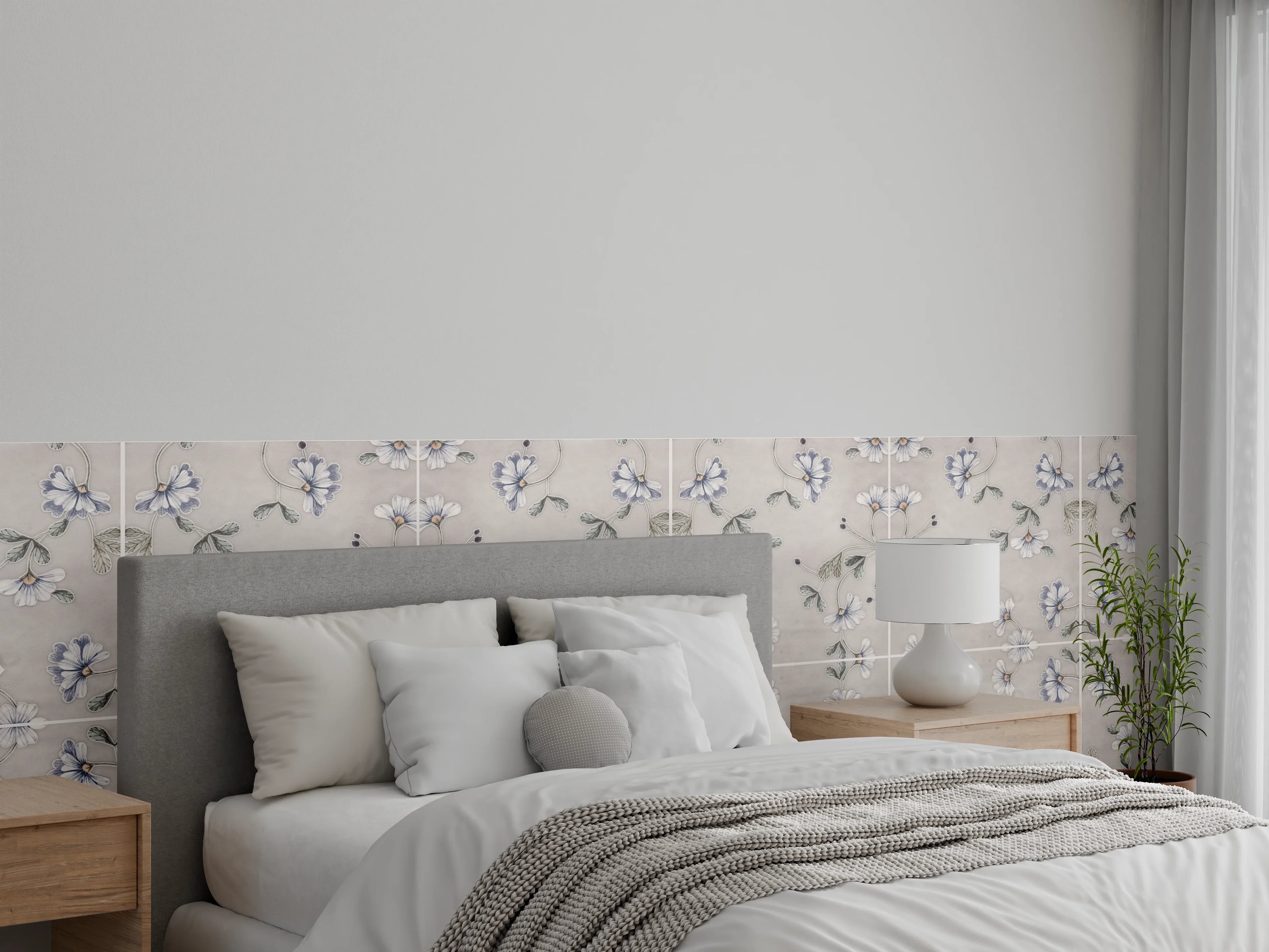 Wandverkleidung Schlafzimmer - Lädierte Vintage Patchwork-Fliesen