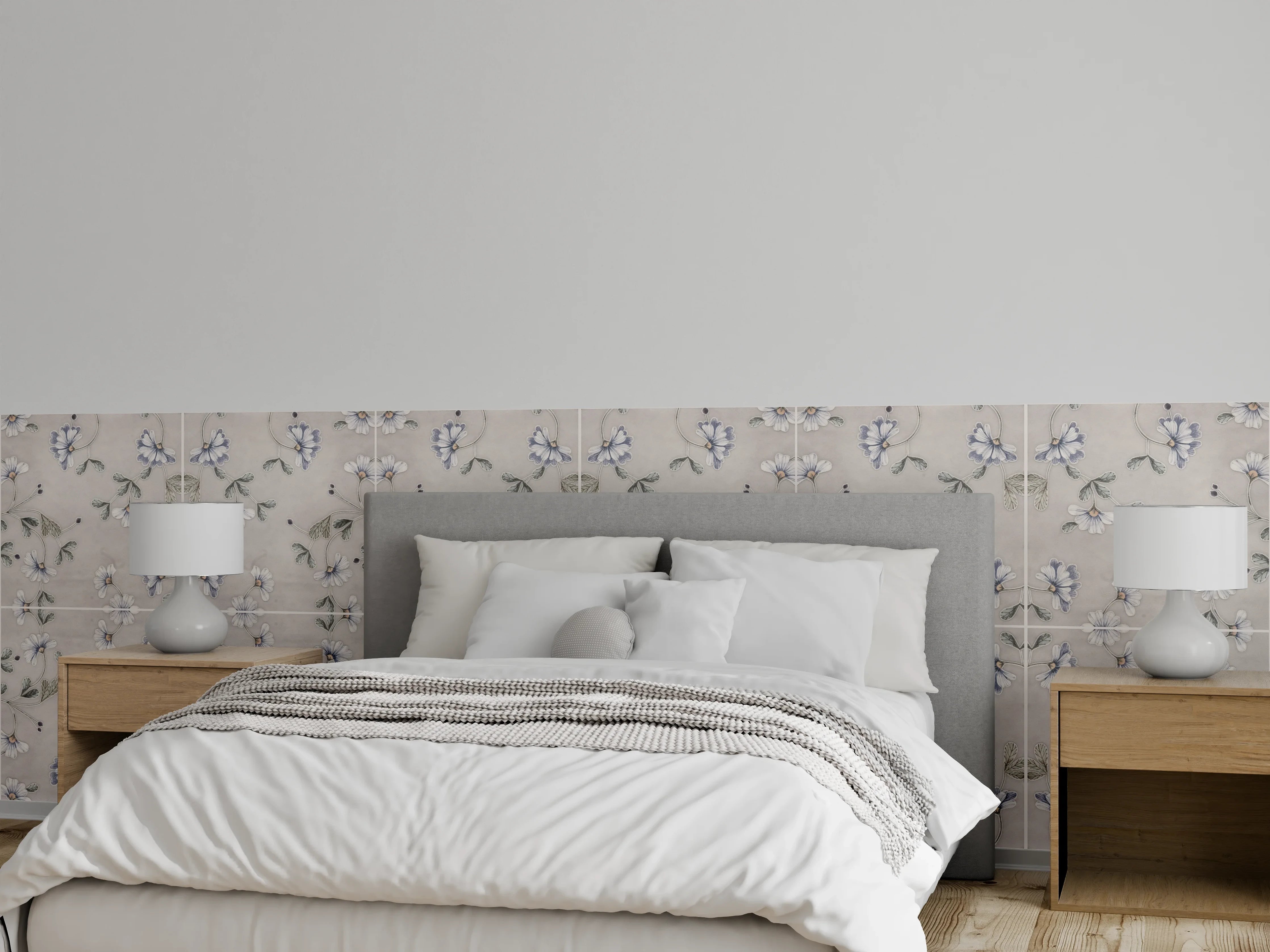 Wandverkleidung Schlafzimmer - Lädierte Vintage Patchwork-Fliesen