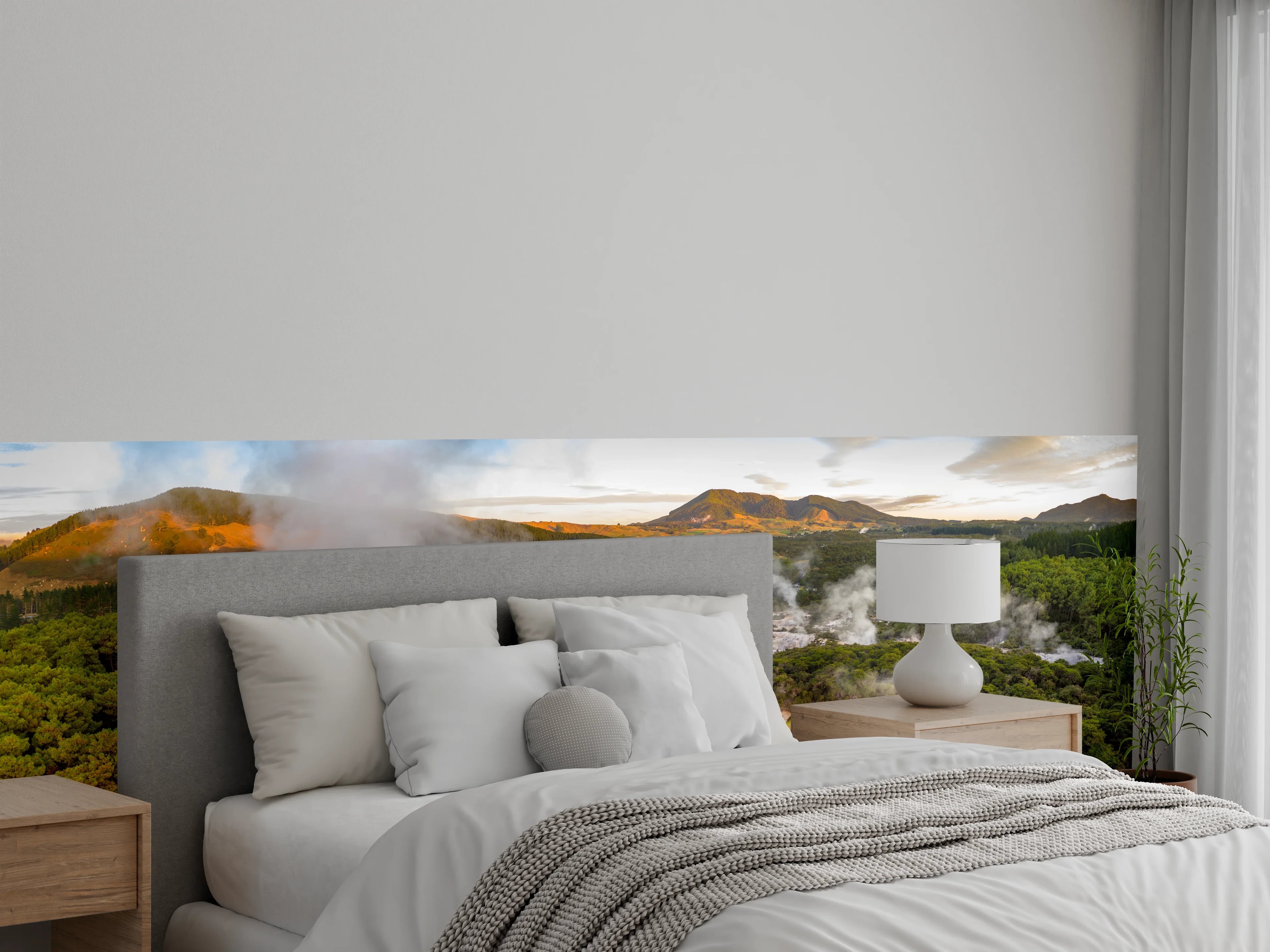 Wandverkleidung Schlafzimmer - Landschaft mit kochend heißem Schlamm