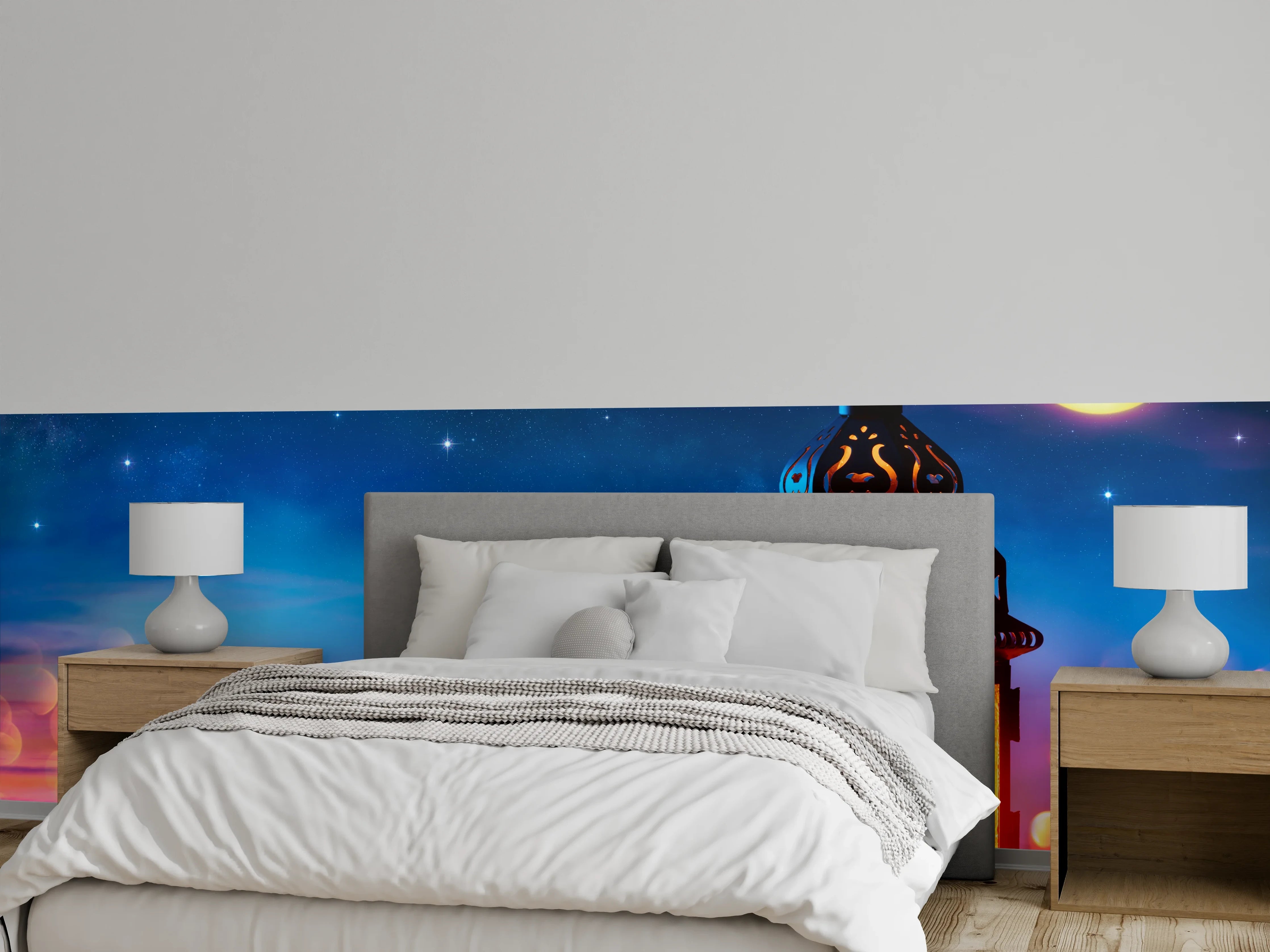 Wandverkleidung Schlafzimmer - Laternenlicht bei Sternenhimmel