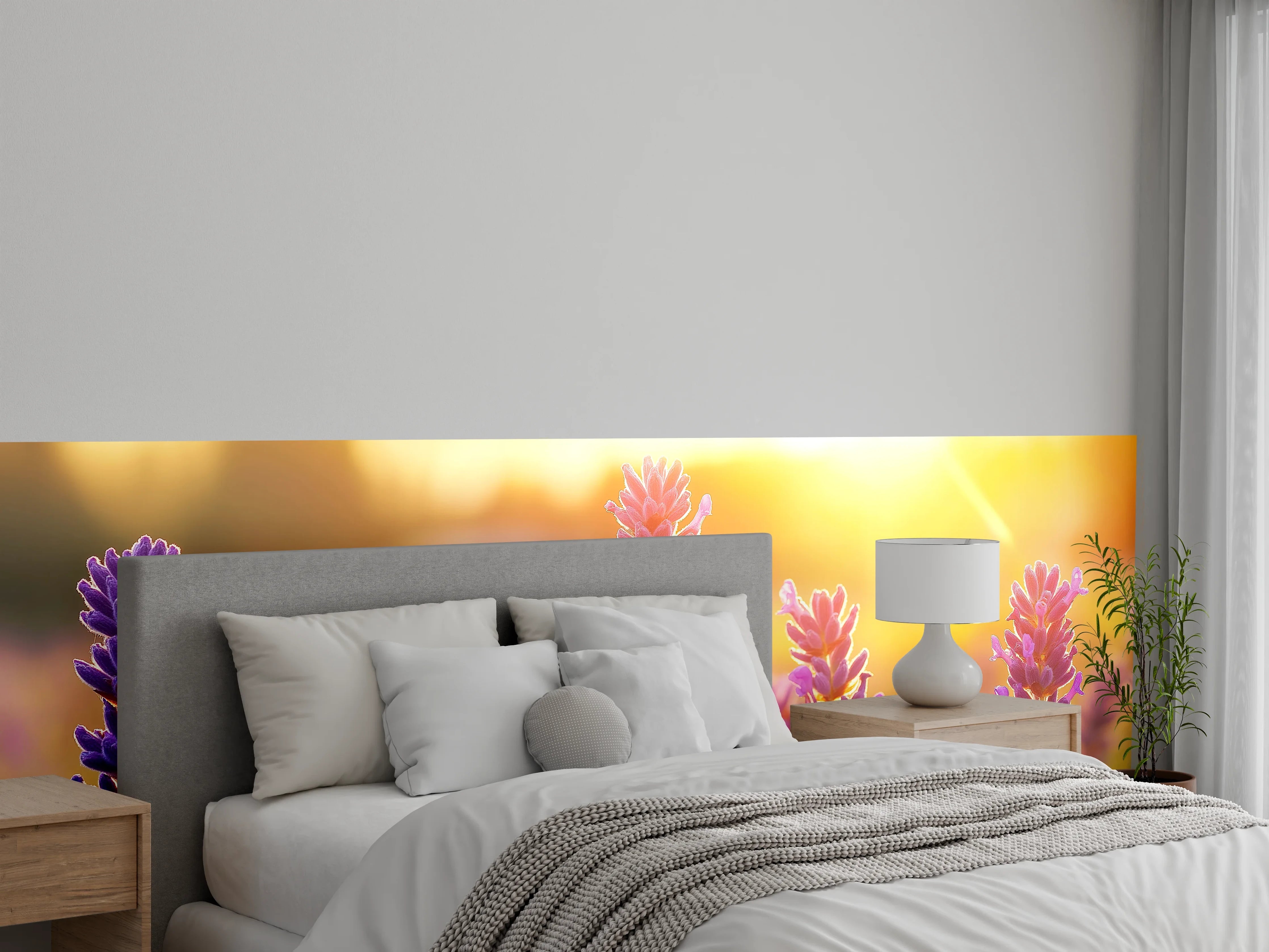 Wandverkleidung Schlafzimmer - Lavendel in goldenem Abendlicht