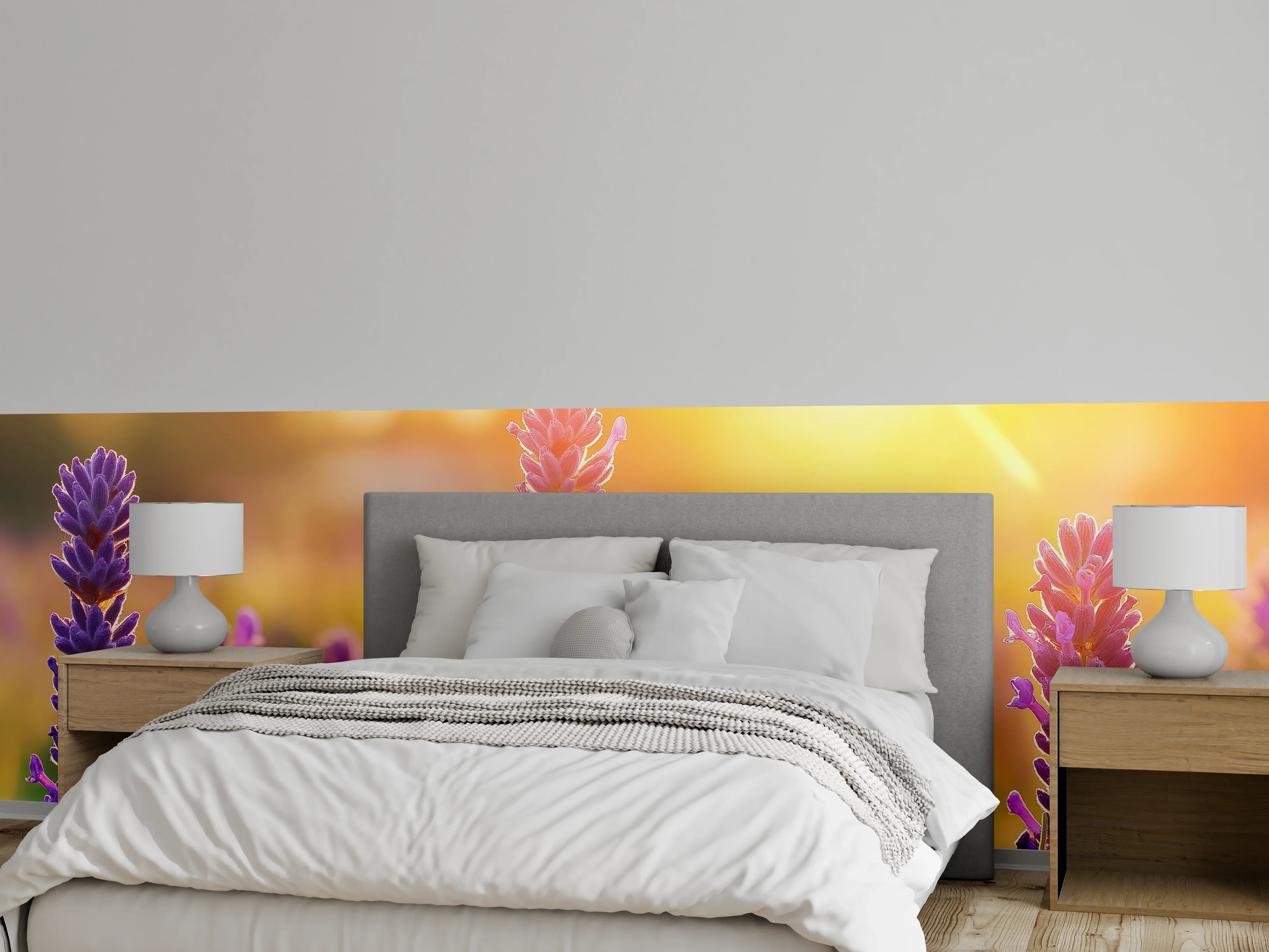 Wandverkleidung Schlafzimmer - Lavendel in goldenem Abendlicht