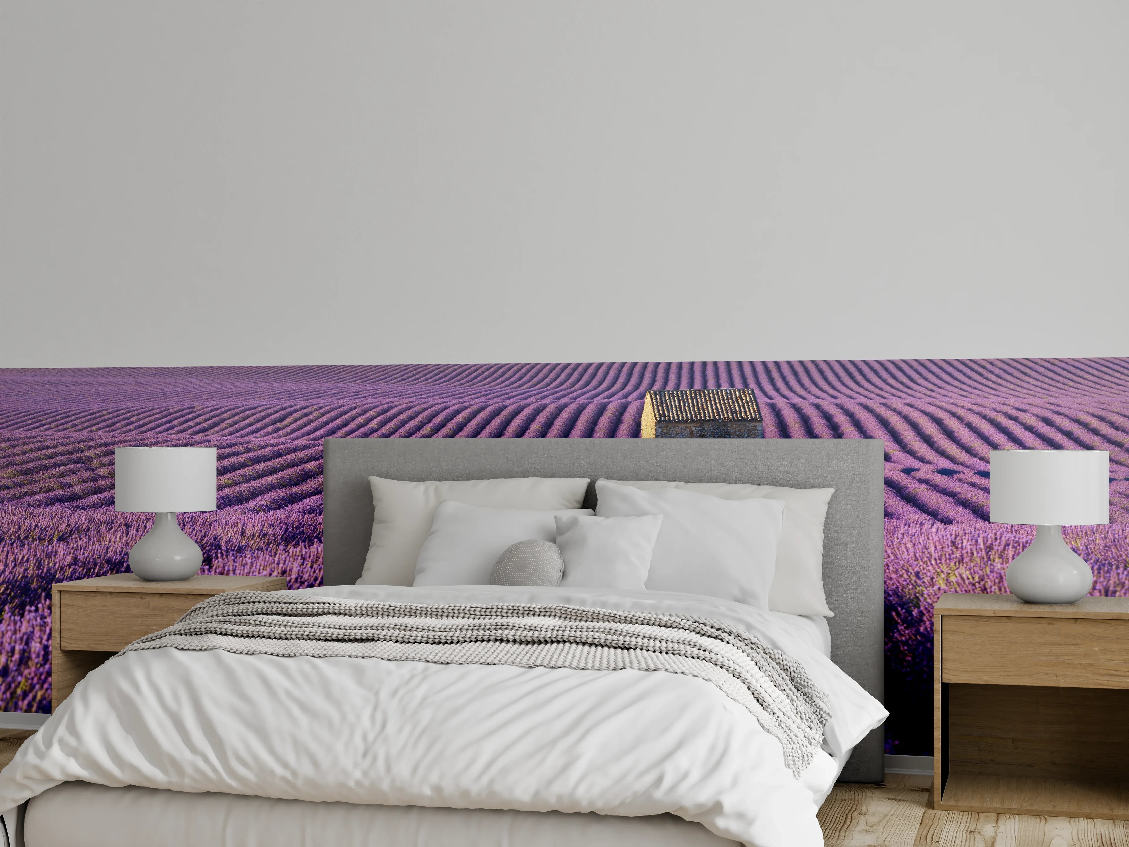 Wandverkleidung Schlafzimmer - Lavendelfeld Panorama Provence