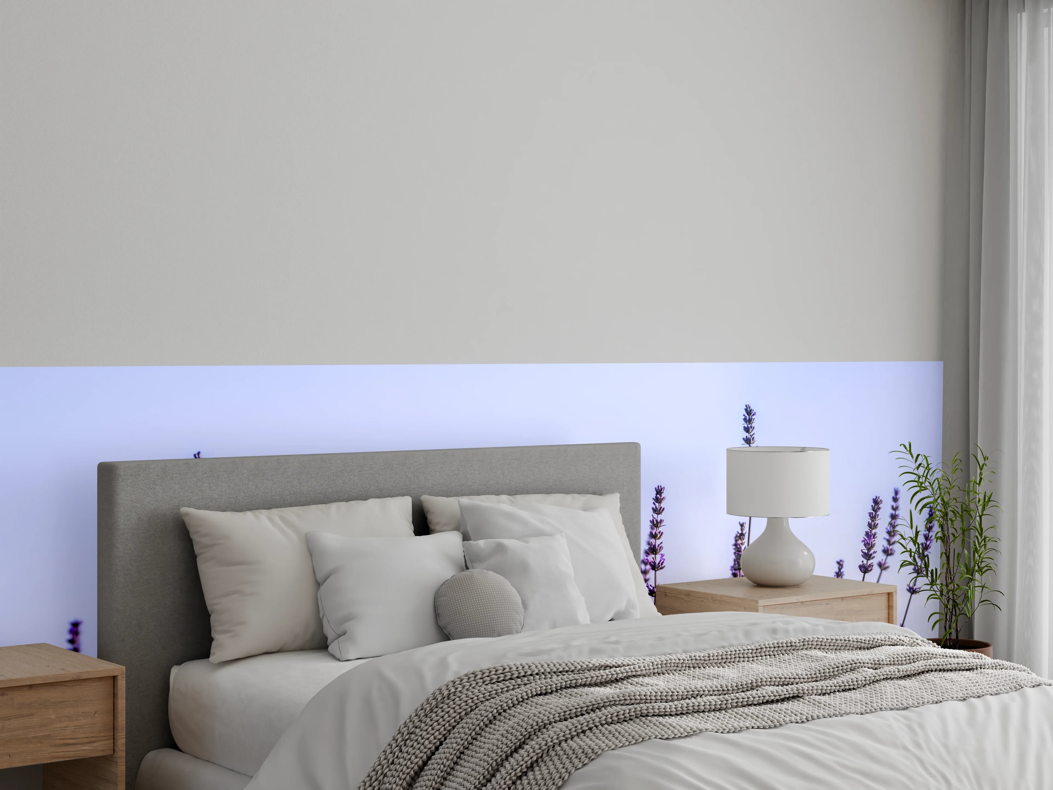 Wandverkleidung Schlafzimmer - Lavendelfeld in Lila-Blau