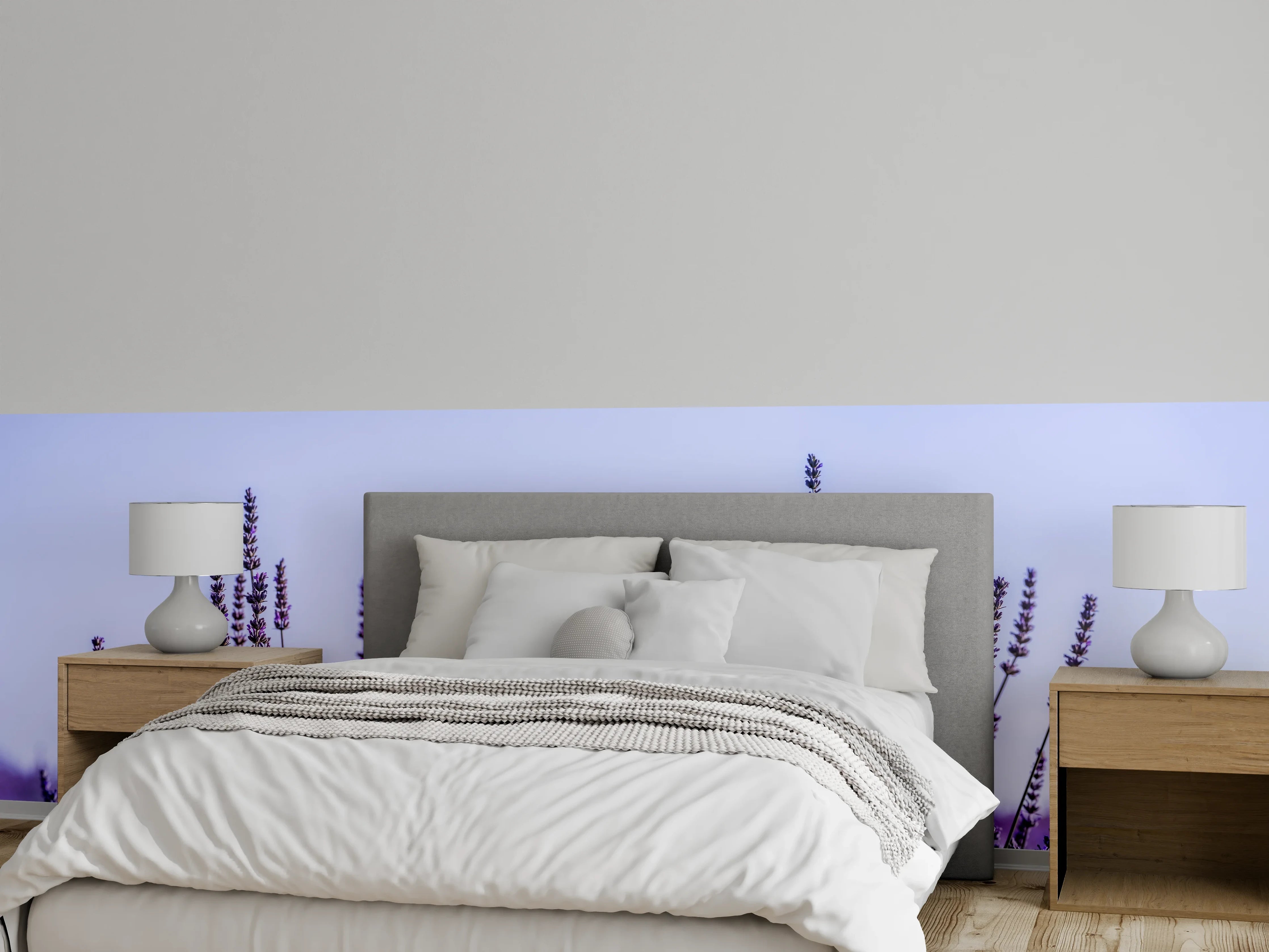 Wandverkleidung Schlafzimmer - Lavendelfeld in Lila-Blau
