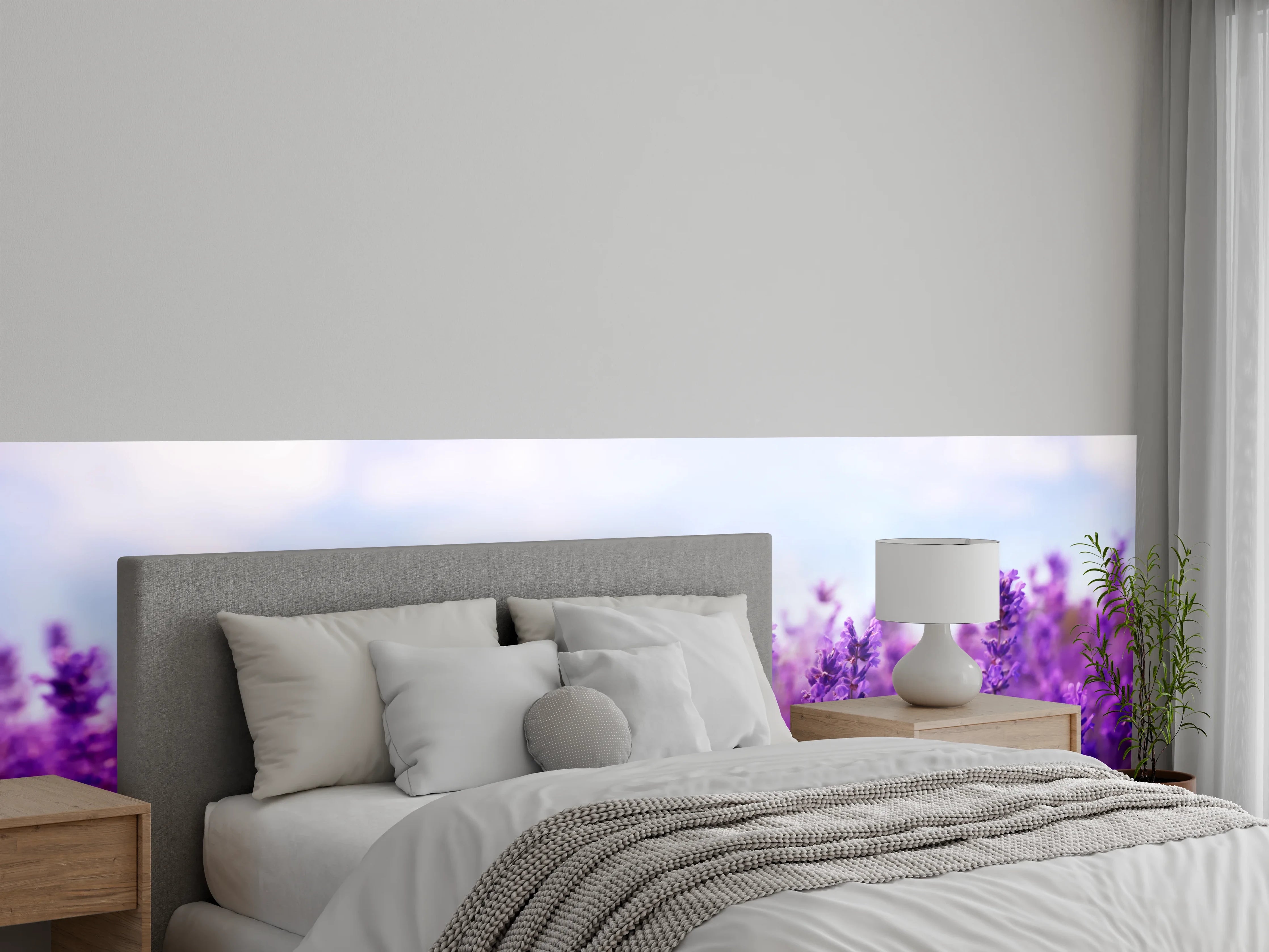 Wandverkleidung Schlafzimmer - Lavendelfeld in Lila