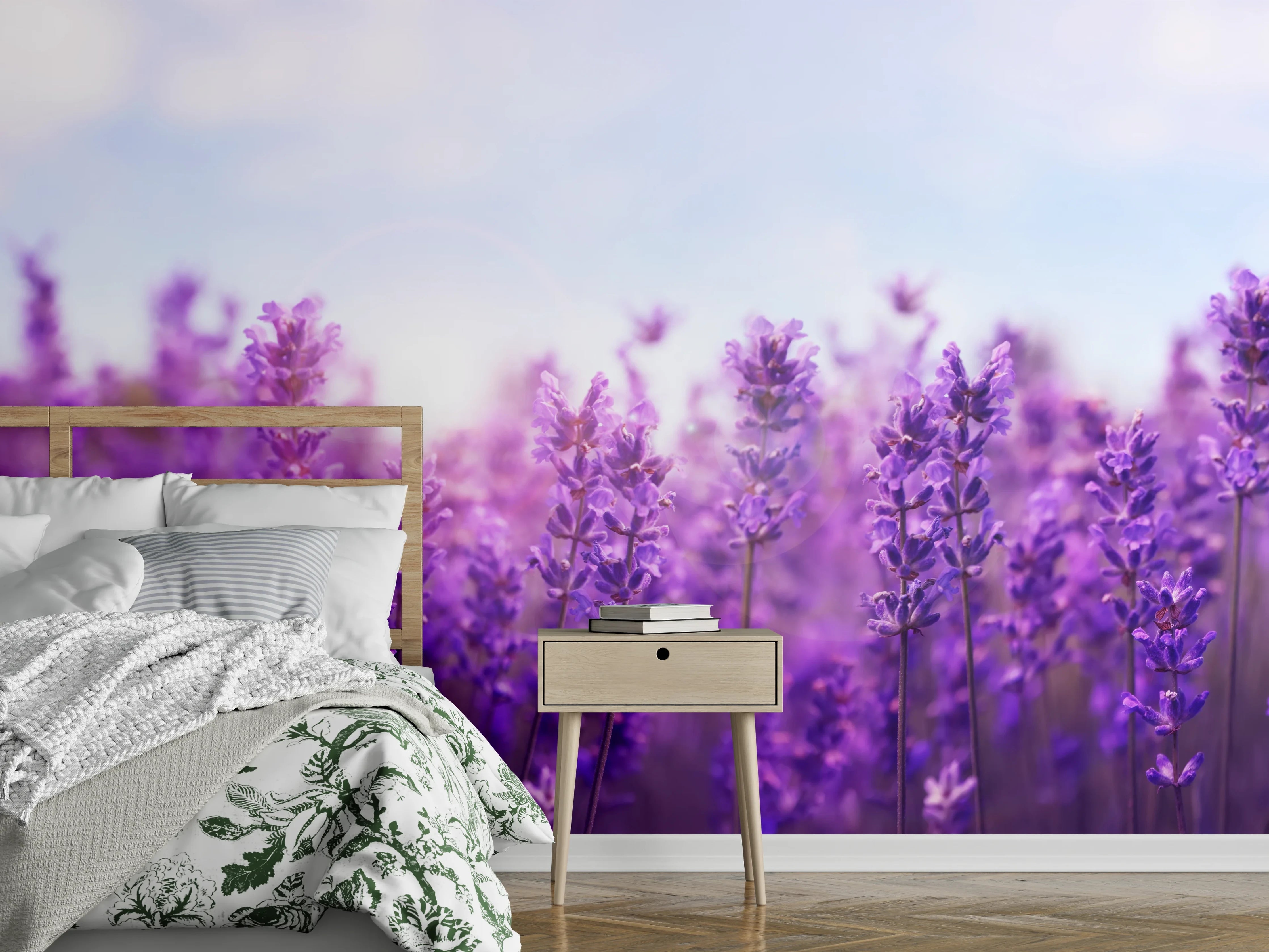 Wandverkleidung Schlafzimmer - Lavendelfeld in Lila