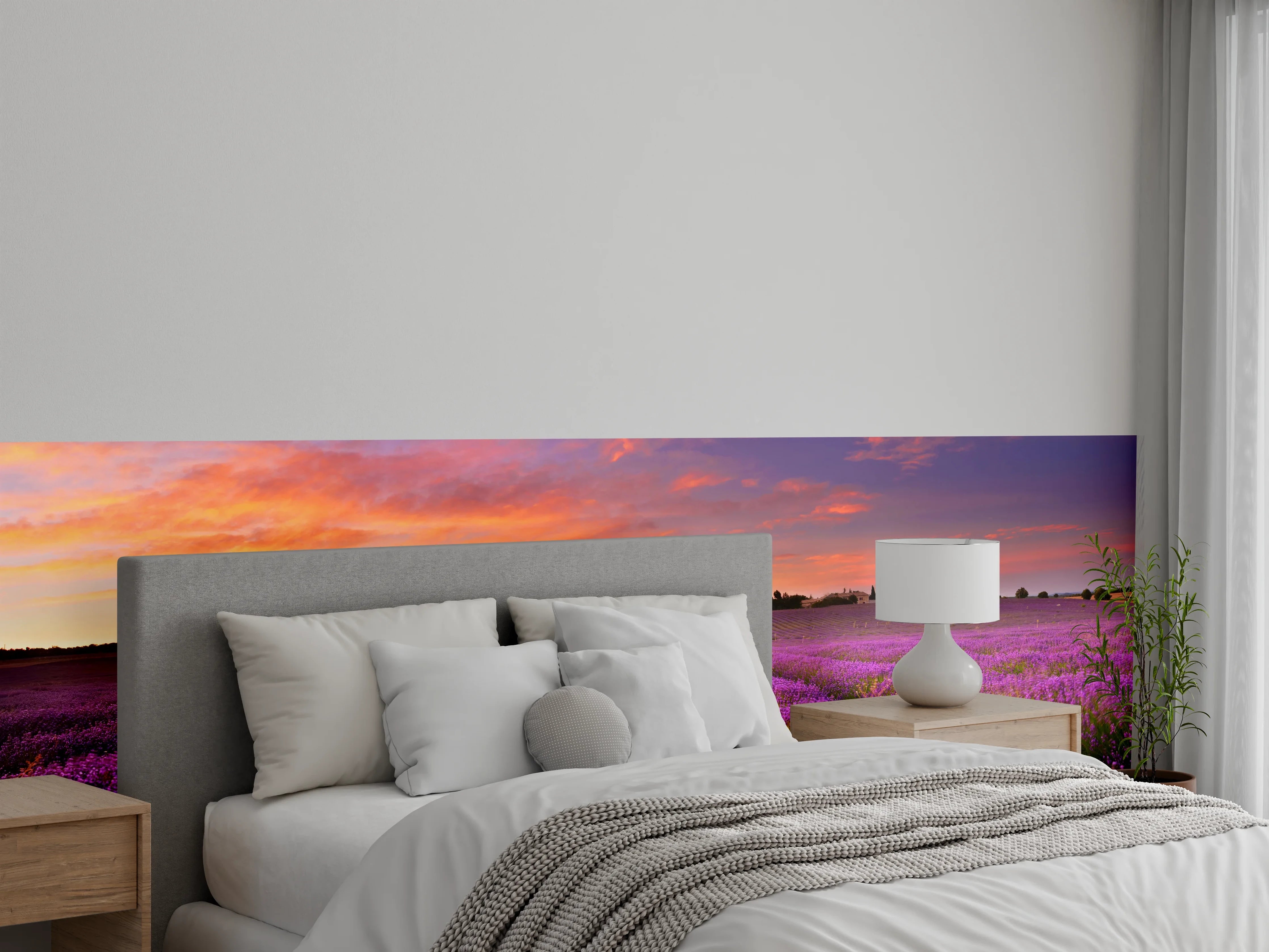 Wandverkleidung Schlafzimmer - Lavendelfeld in der Morgendämmerung