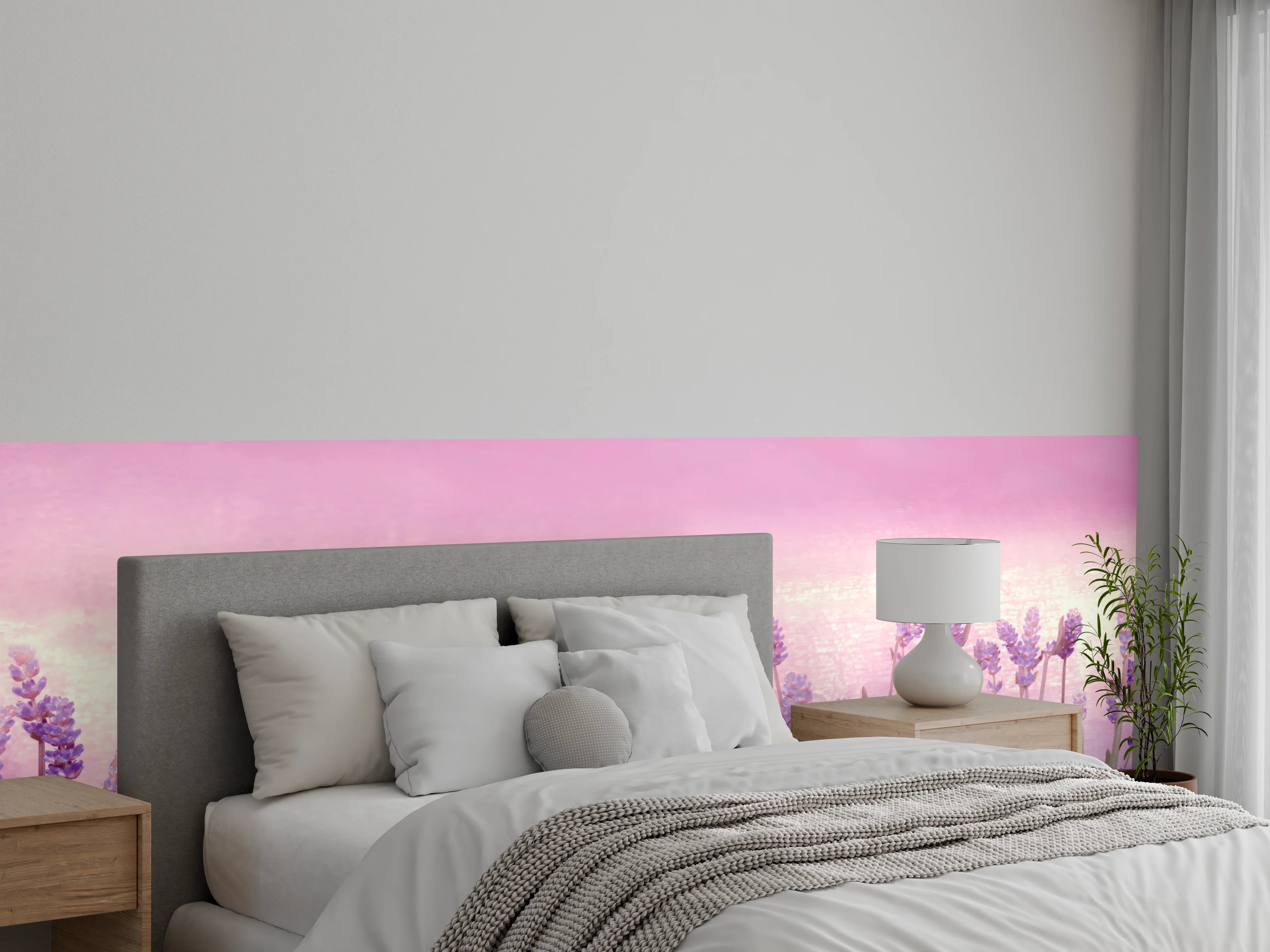 Wandverkleidung Schlafzimmer - Lavendelwiese Rosa-Lila