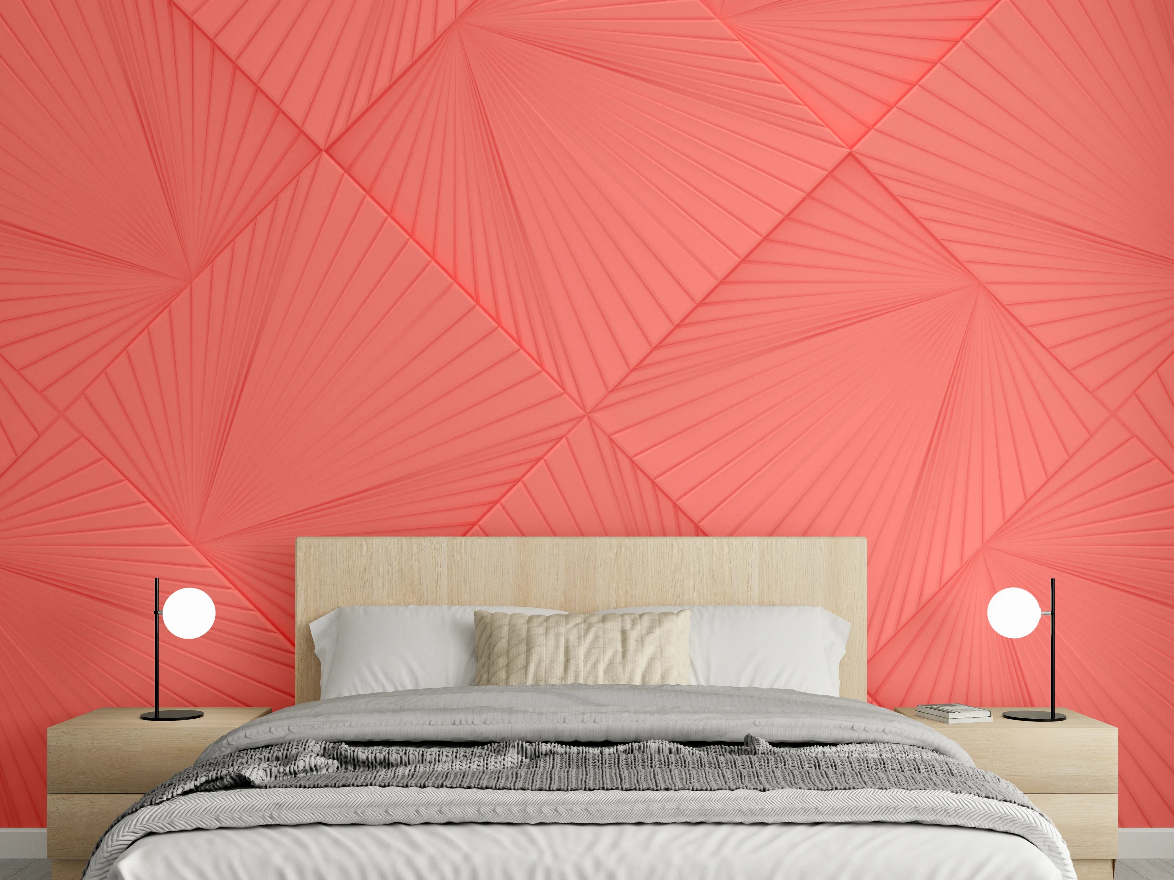Wandverkleidung Schlafzimmer - Lebendige Korallen-Geometrie