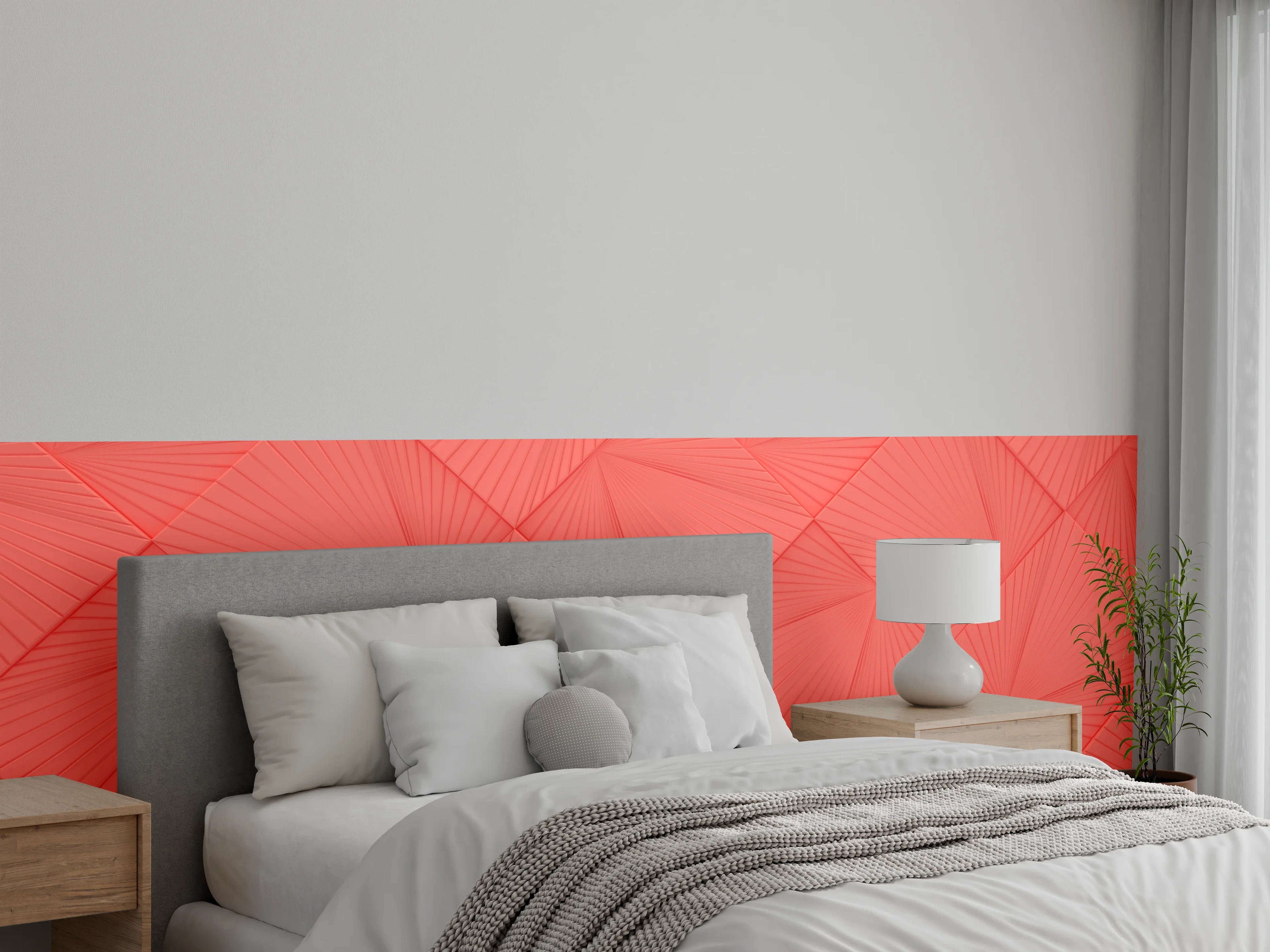 Wandverkleidung Schlafzimmer - Lebendige Korallen-Geometrie