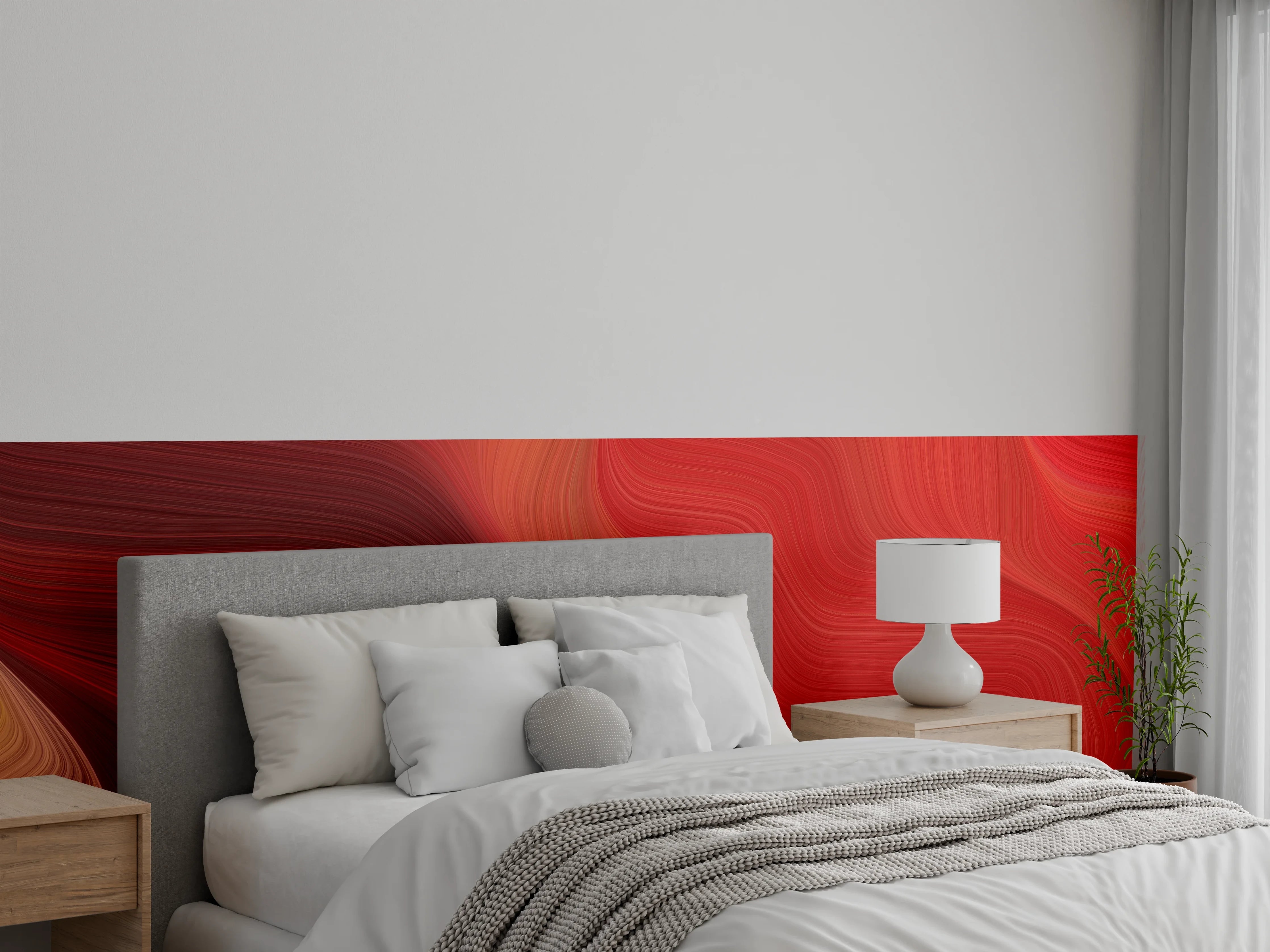 Wandverkleidung Schlafzimmer - Lebendige Rote und Braune Geometrie