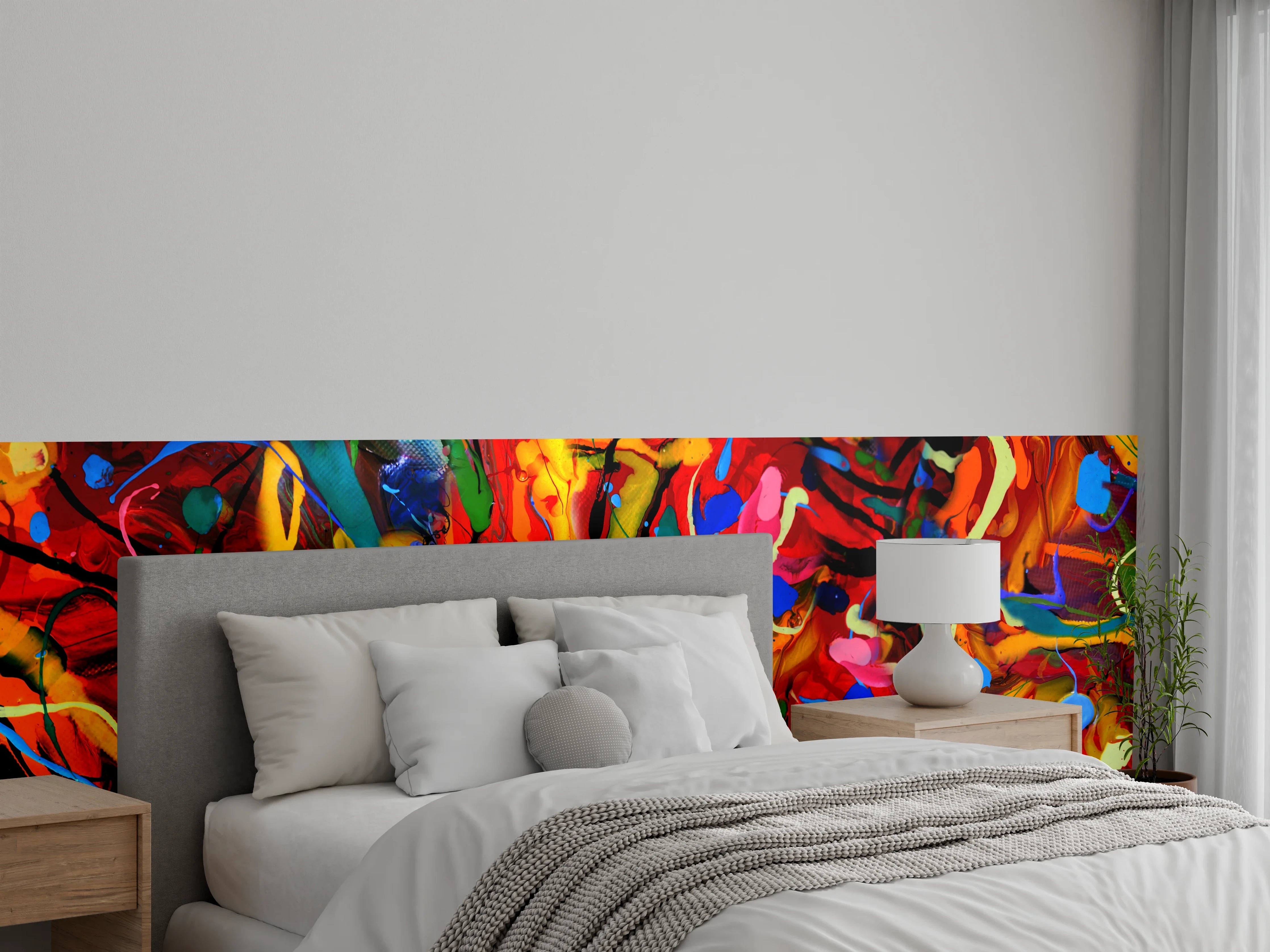 Wandverkleidung Schlafzimmer - Lebendiges abstraktes Farbenspiel