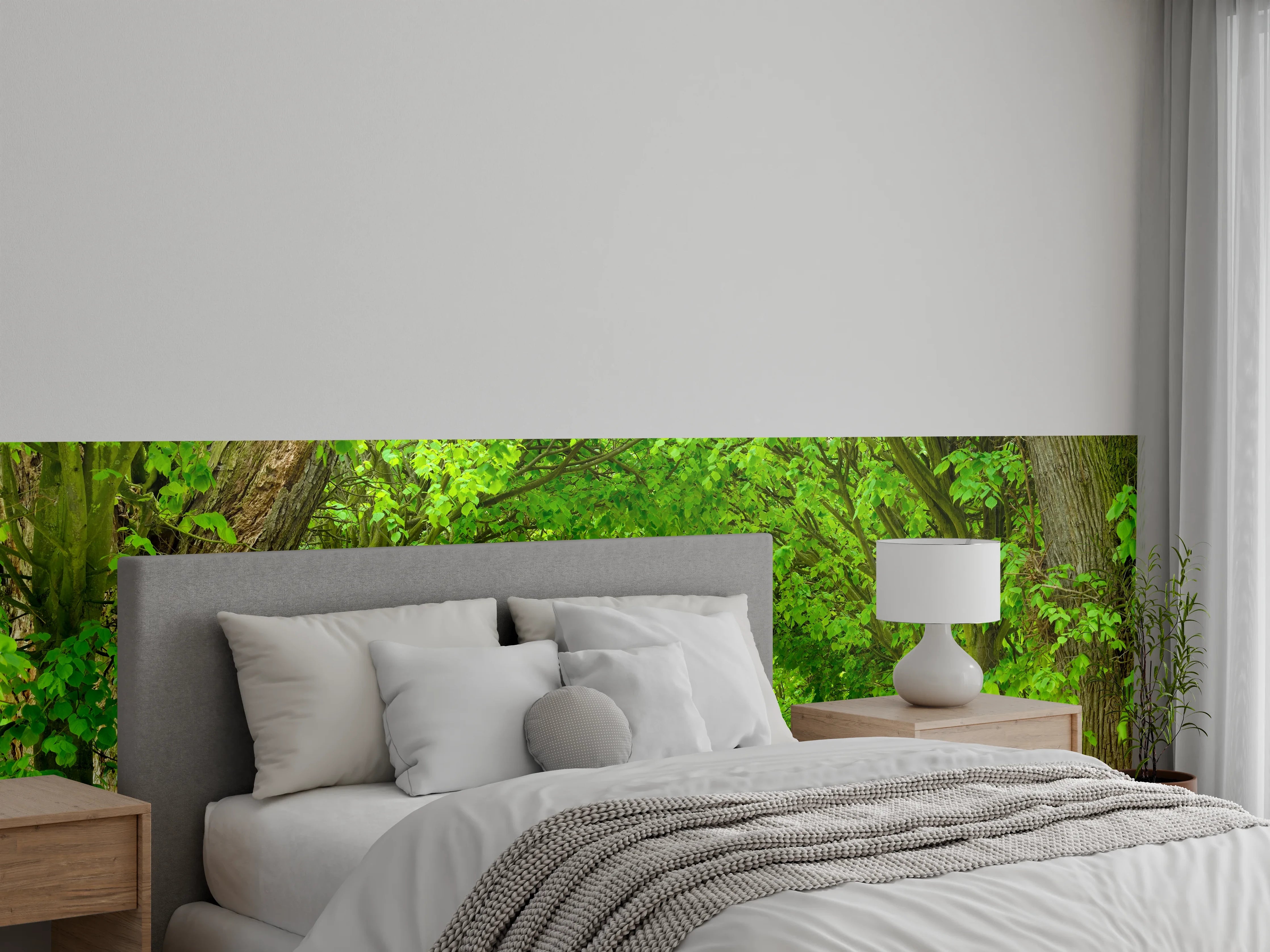 Wandverkleidung Schlafzimmer - Lebensfroher Spaziergang im grünen Baumallee