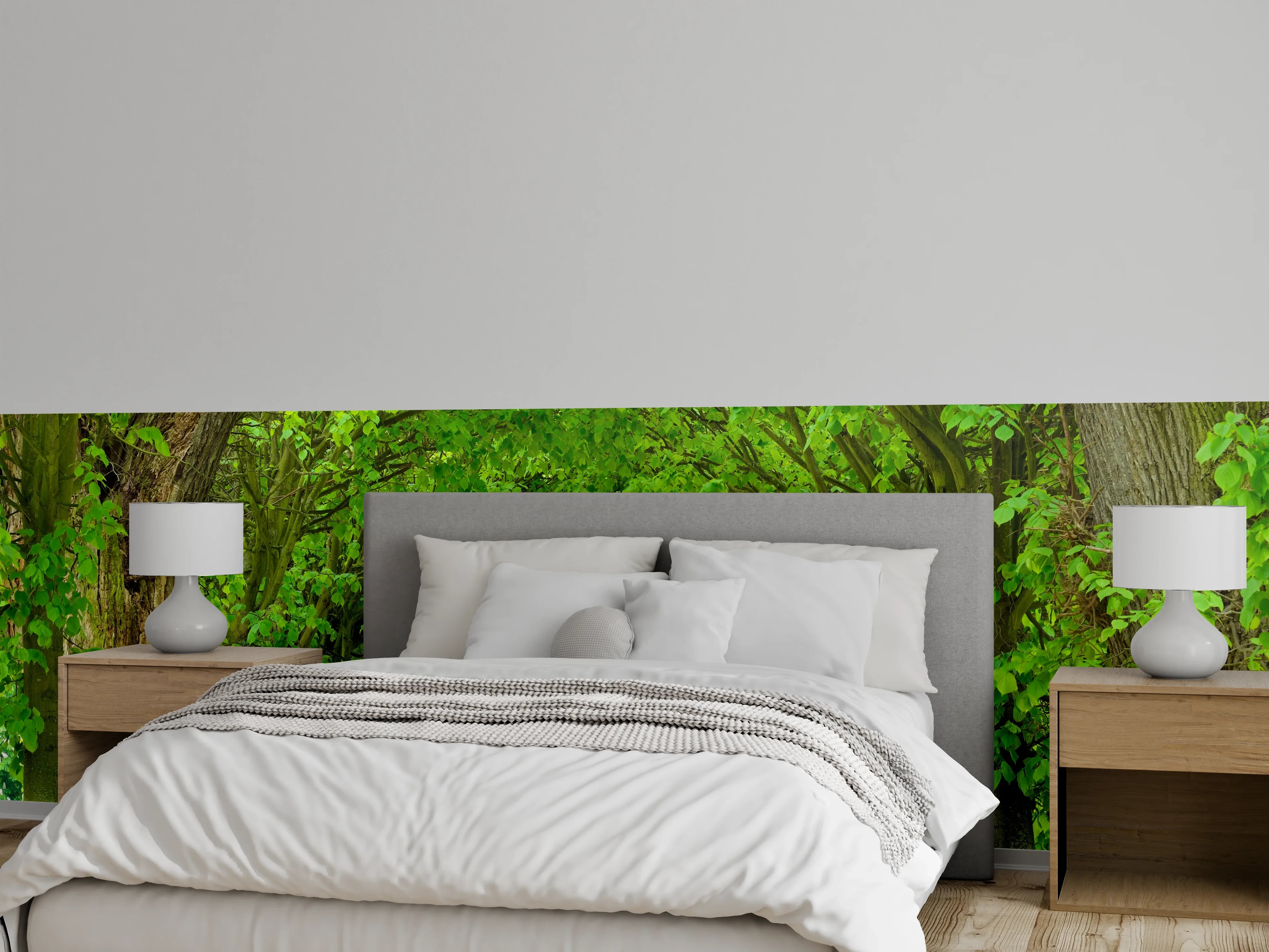 Wandverkleidung Schlafzimmer - Lebensfroher Spaziergang im grünen Baumallee