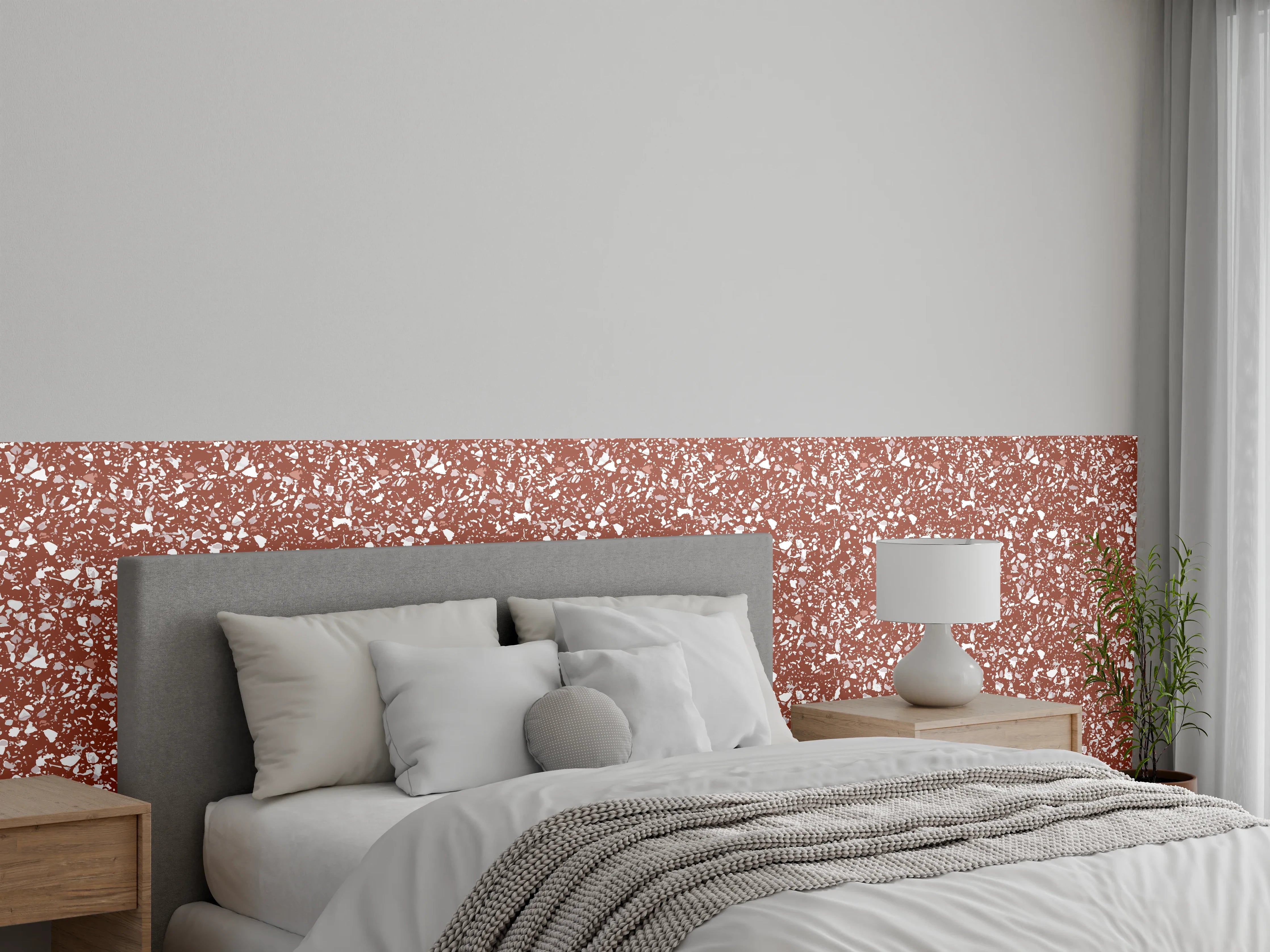 Wandverkleidung Schlafzimmer - Leuchtend roter Speckled Design