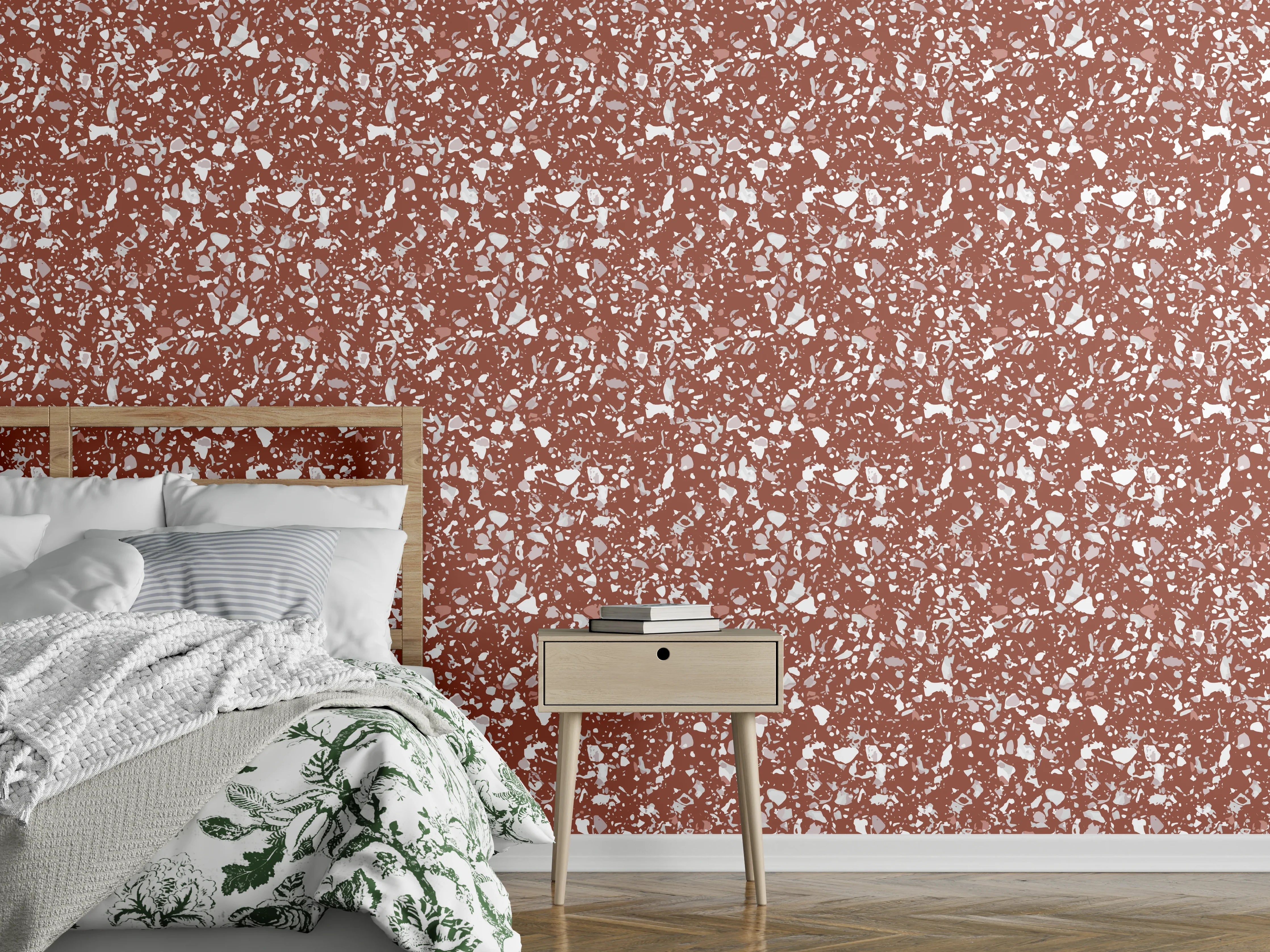 Wandverkleidung Schlafzimmer - Leuchtend roter Speckled Design