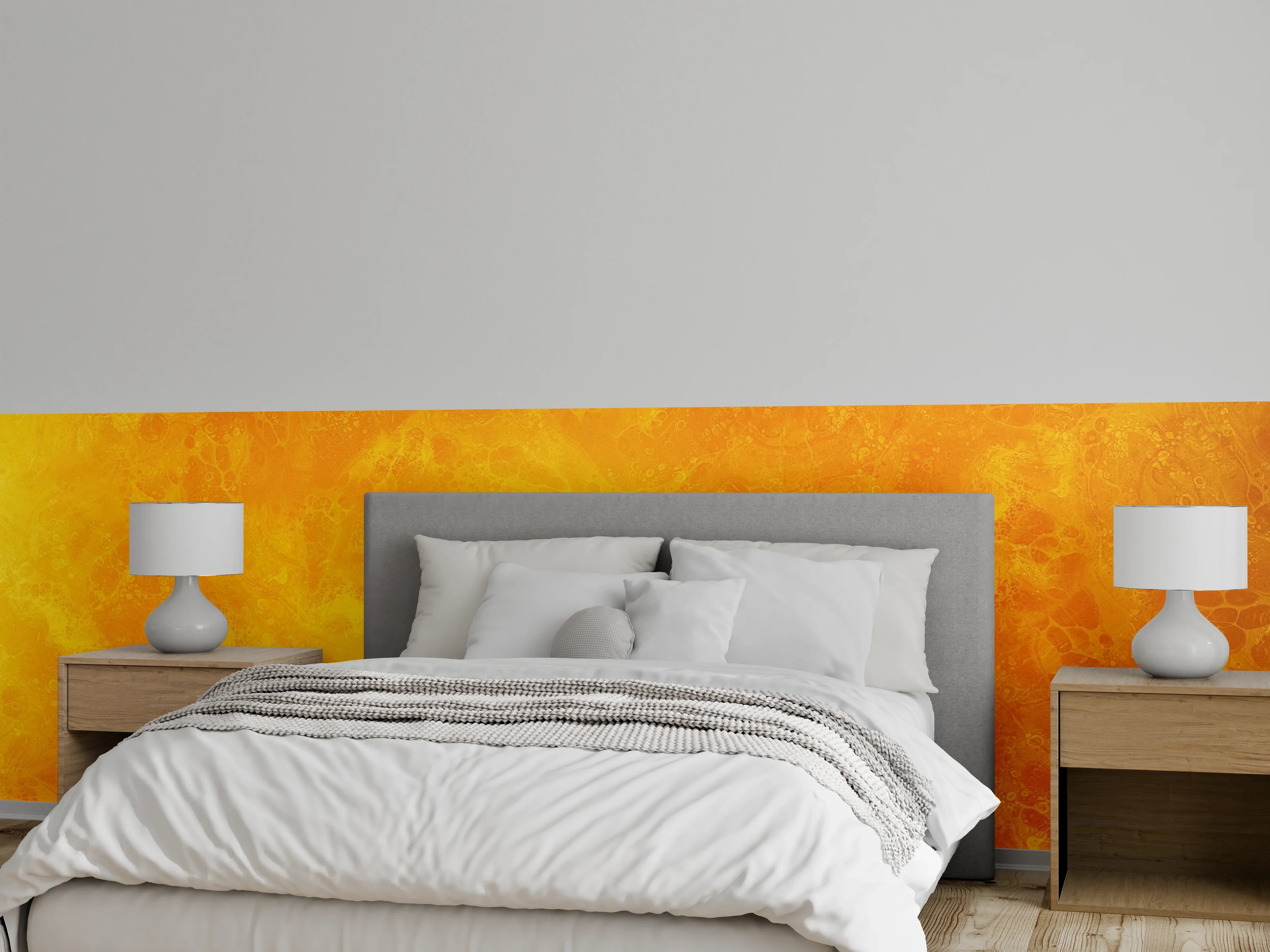 Wandverkleidung Schlafzimmer - Leuchtende Marmor-Struktur in warmem Gelb