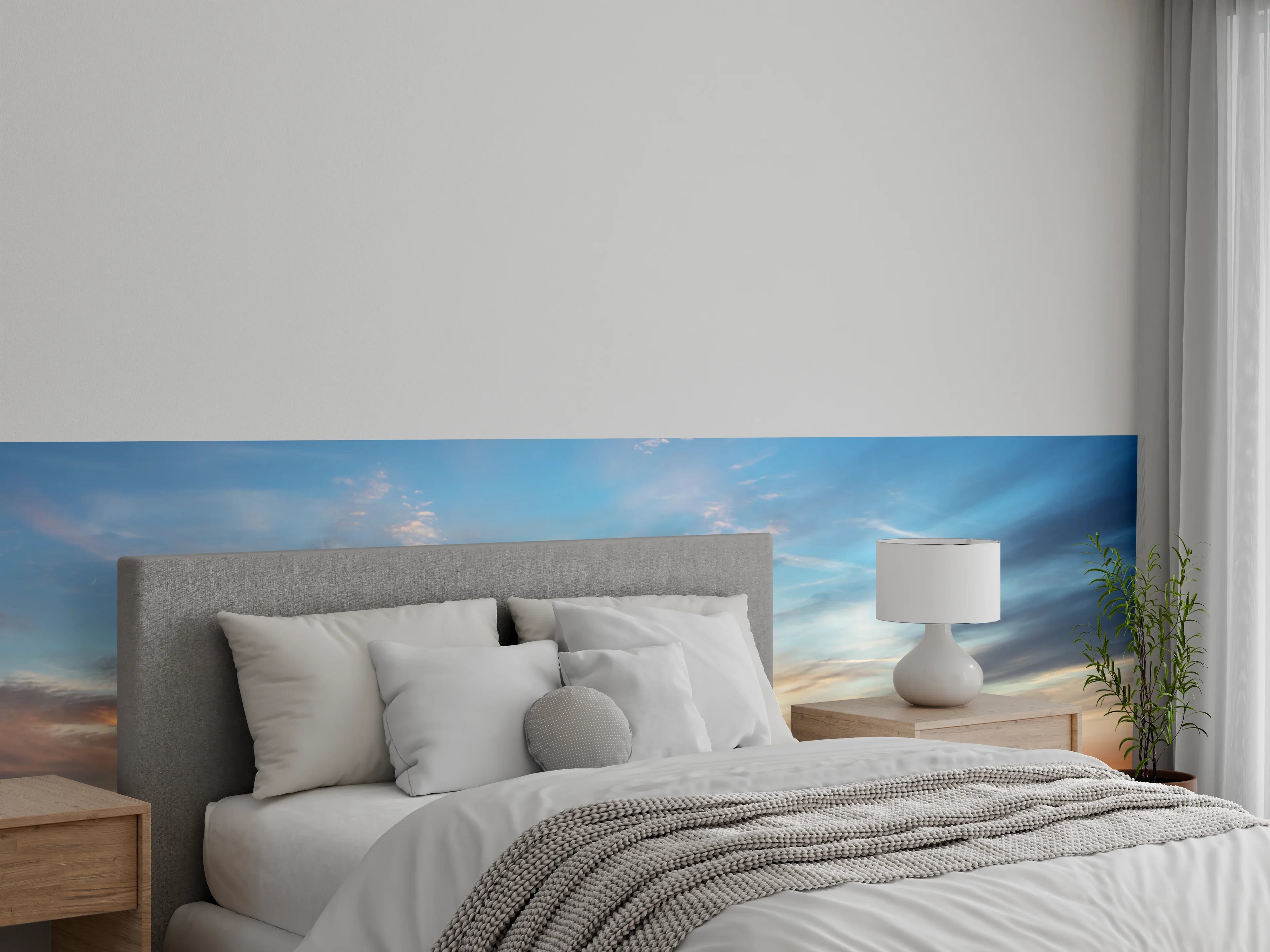Wandverkleidung Schlafzimmer - Leuchtender Sonnenaufgang über Wolken