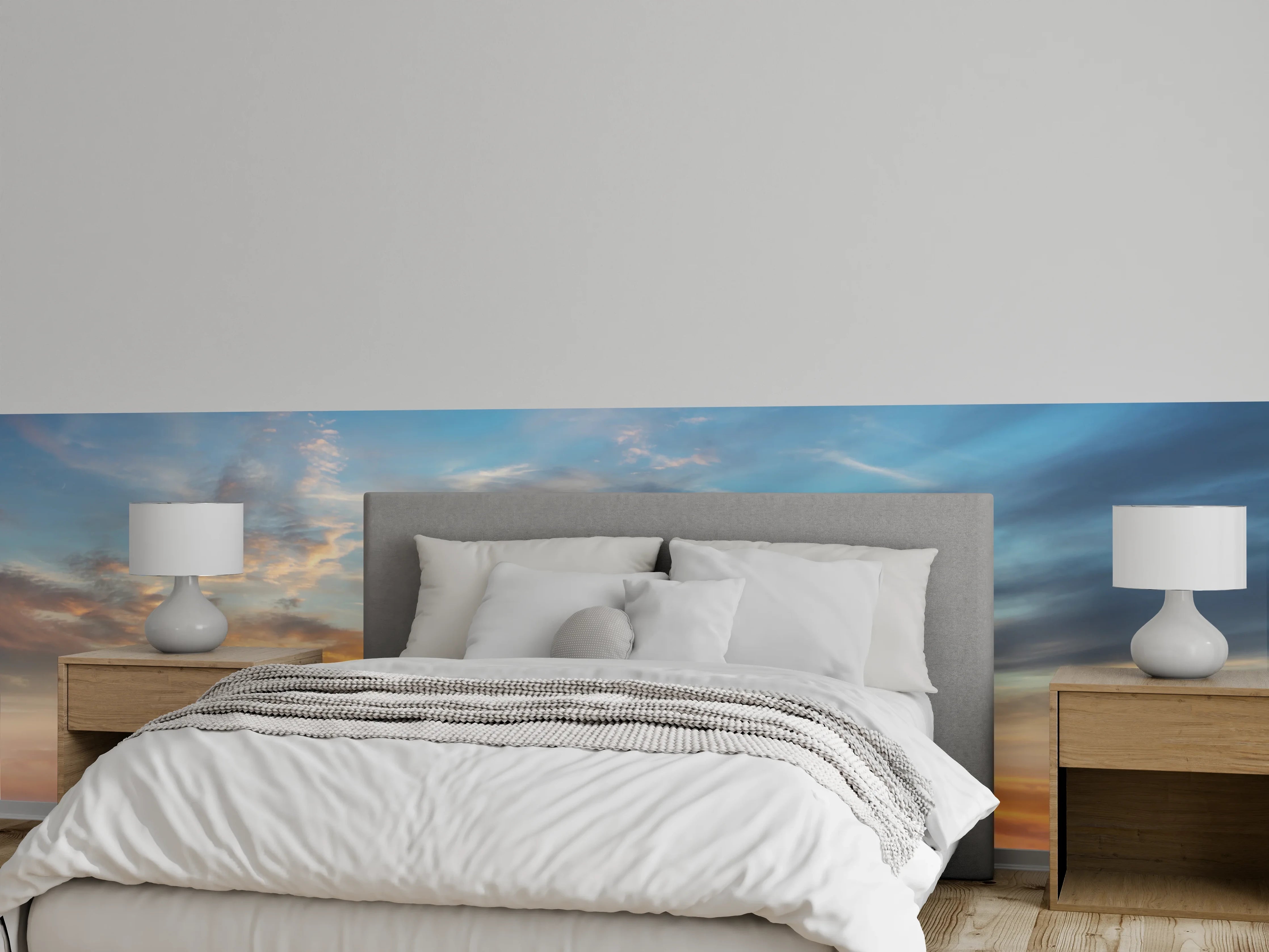 Wandverkleidung Schlafzimmer - Leuchtender Sonnenaufgang über Wolken