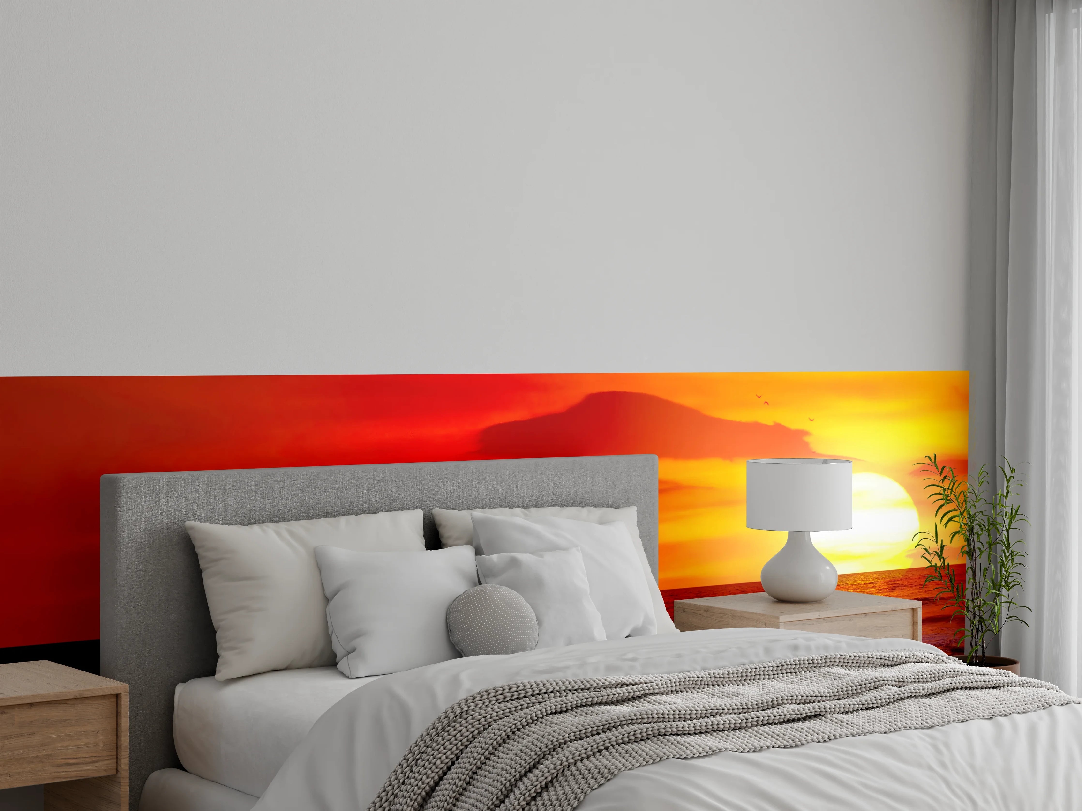 Wandverkleidung Schlafzimmer - Leuchtender Sonnenuntergang am Meer