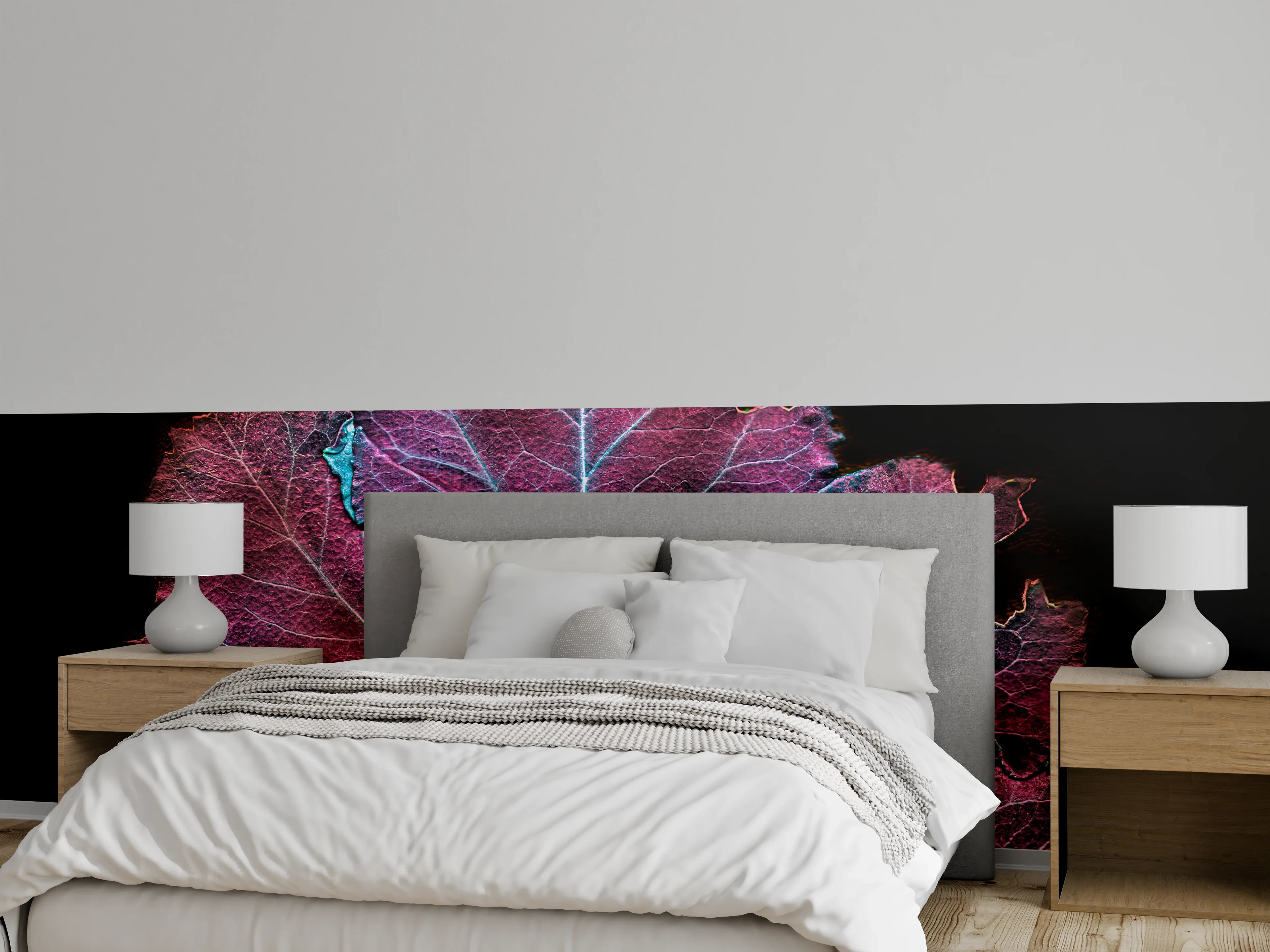 Wandverkleidung Schlafzimmer - Leuchtendes Blatt in Nahaufnahme