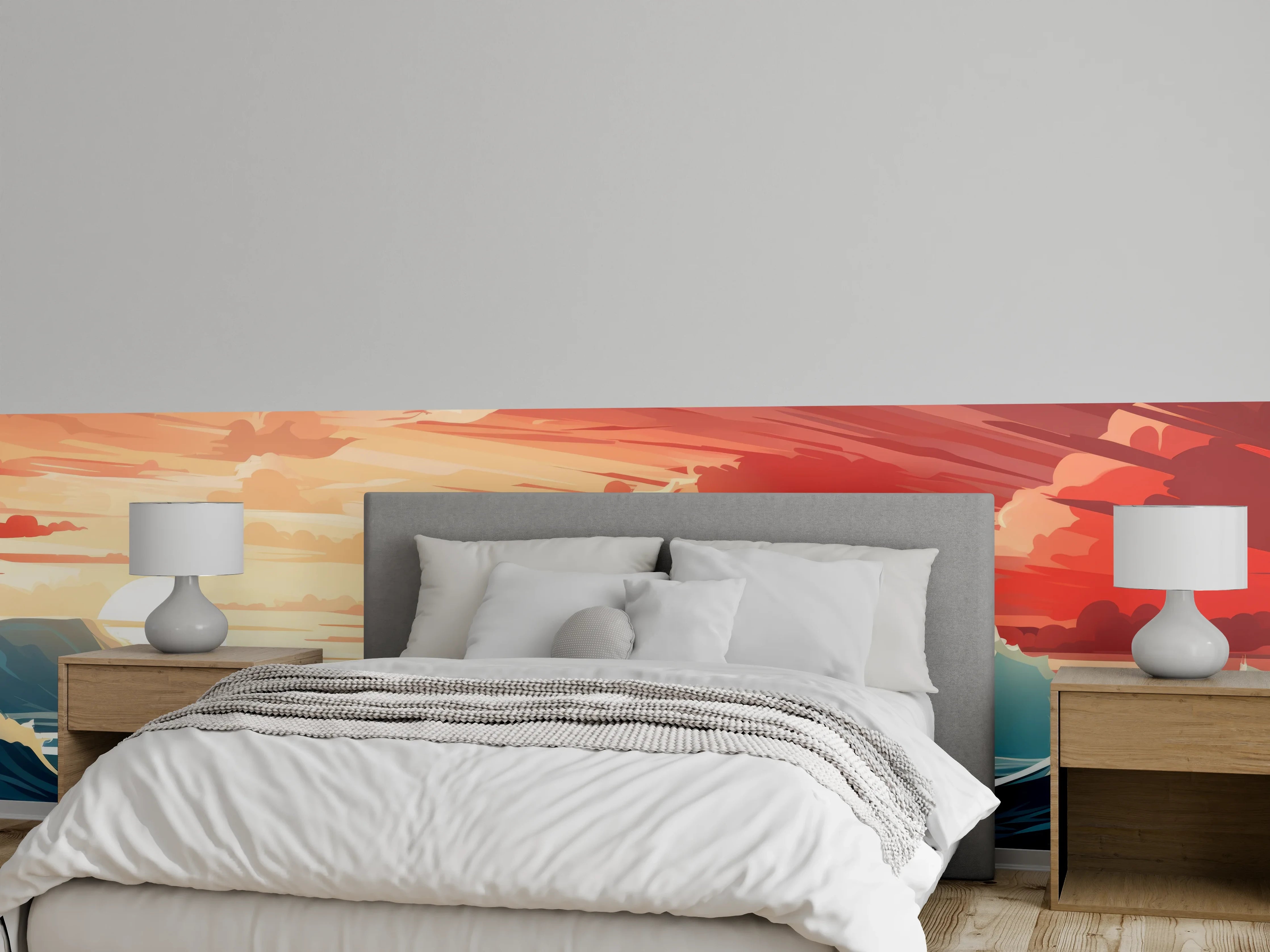 Wandverkleidung Schlafzimmer - Leuchtturm am Sonnenuntergang
