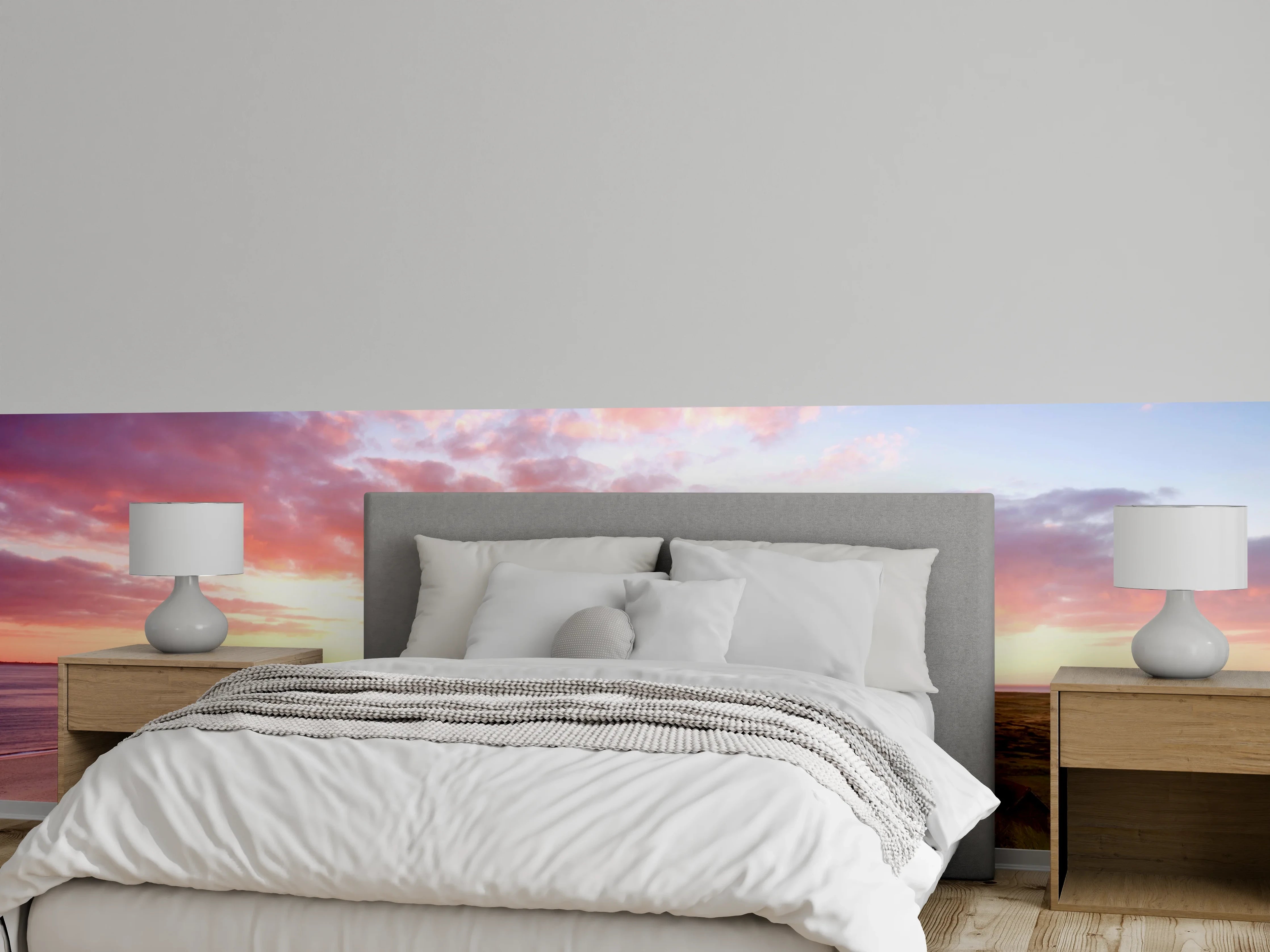 Wandverkleidung Schlafzimmer - Leuchtturm am Strand Sonnenuntergang