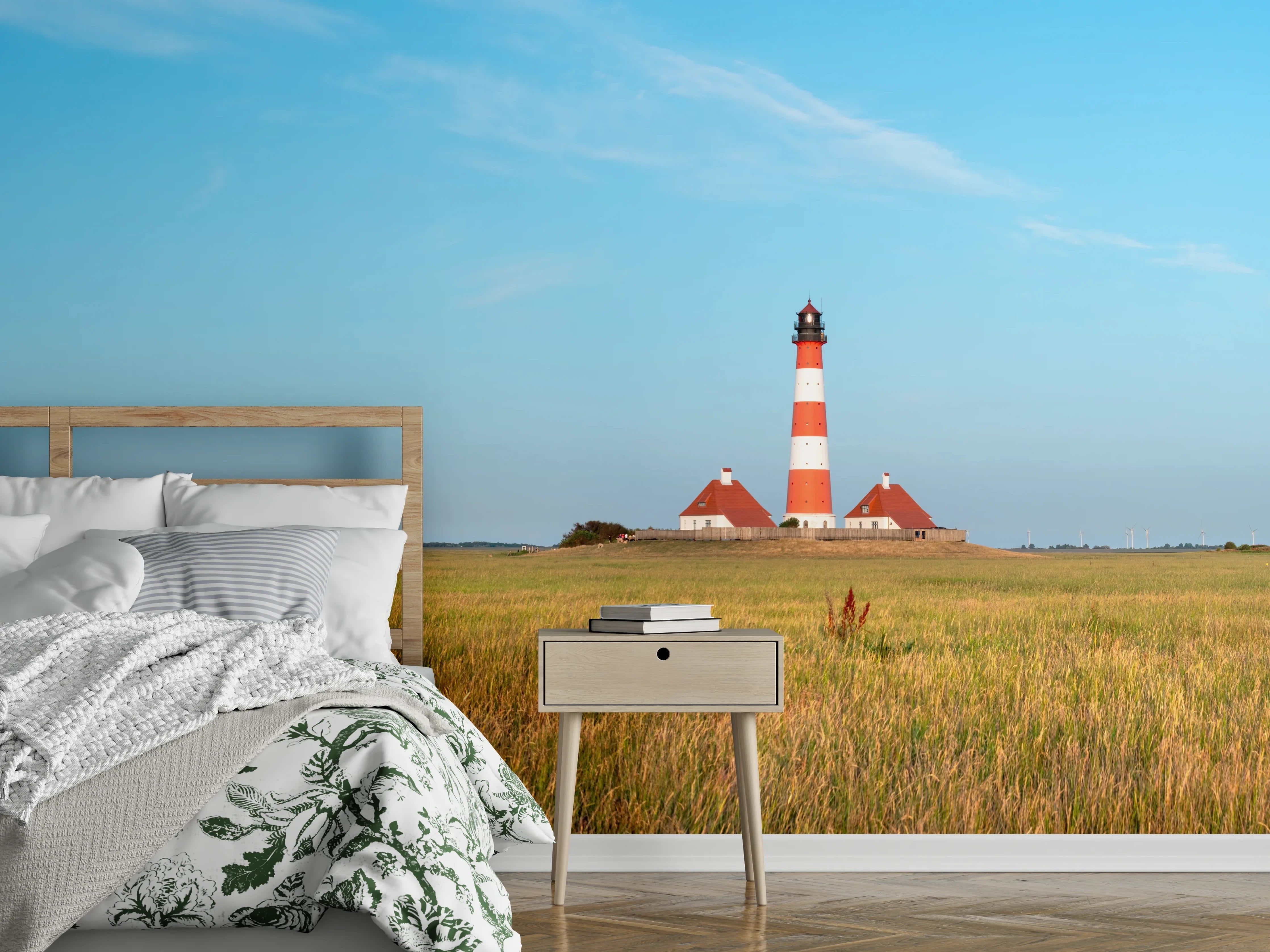 Wandverkleidung Schlafzimmer - Leuchtturm in Norddeutschland Panorama