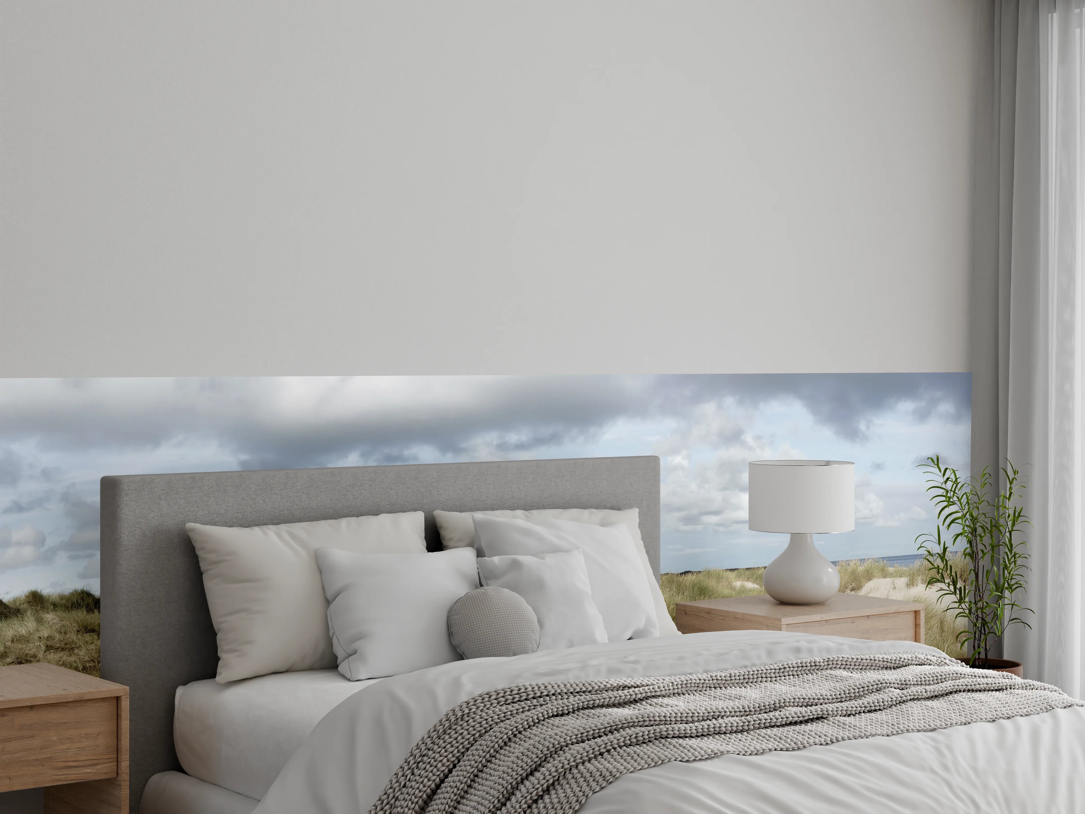 Wandverkleidung Schlafzimmer - Leuchtturm in der Küstenlandschaft