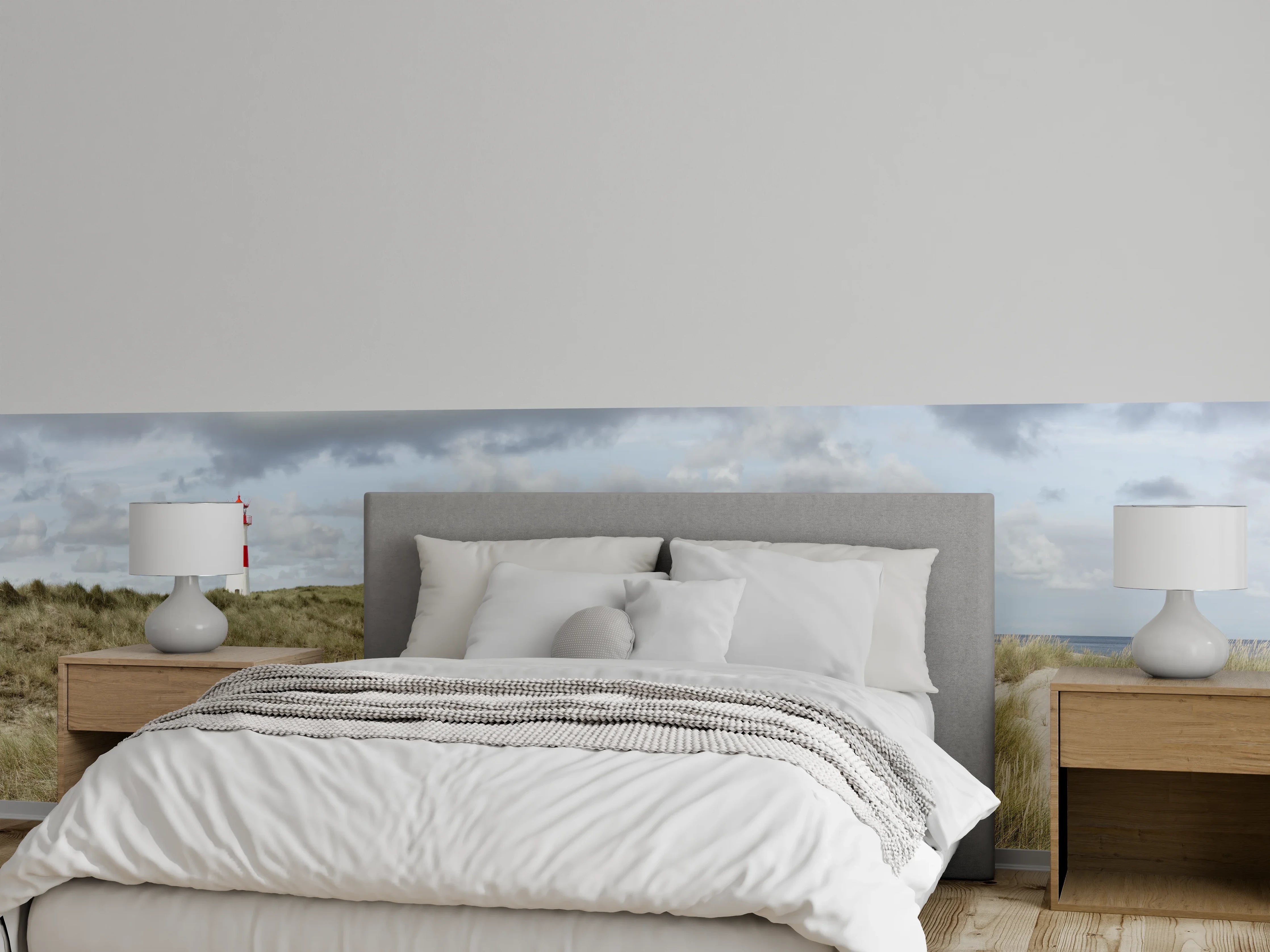 Wandverkleidung Schlafzimmer - Leuchtturm in der Küstenlandschaft