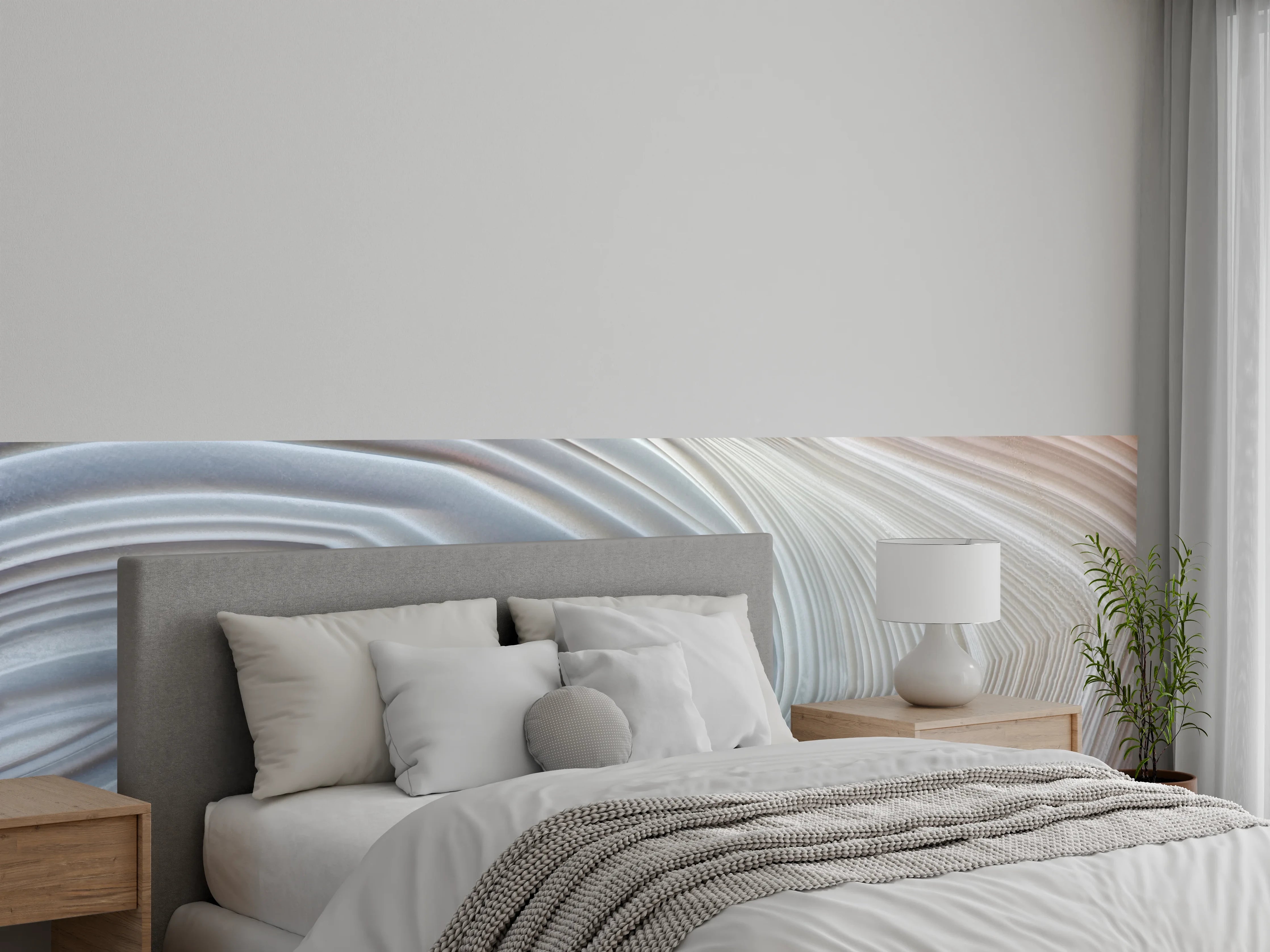Wandverkleidung Schlafzimmer - Lichtgraues Marmor-Muster mit sanften Linien