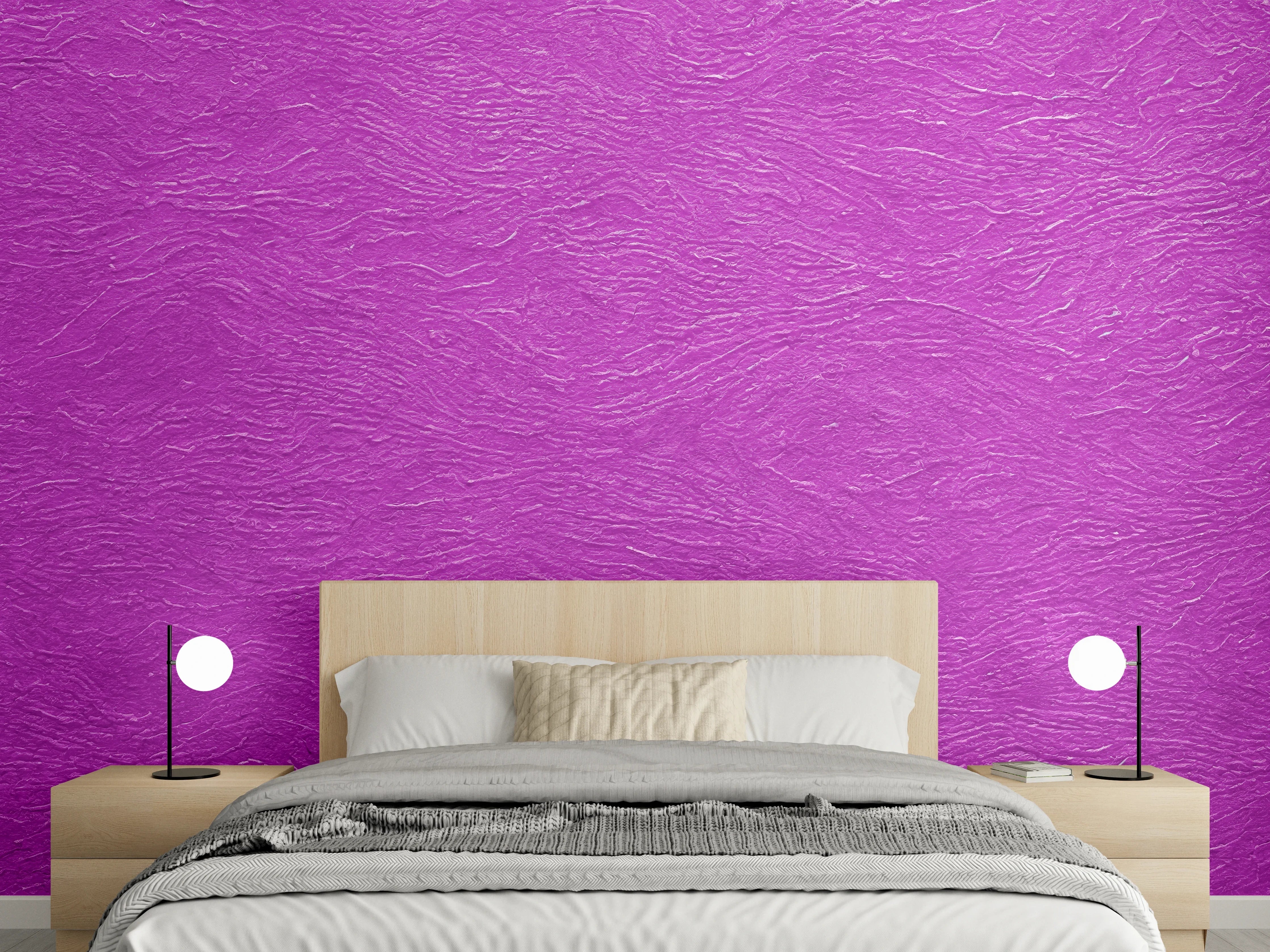 Wandverkleidung Schlafzimmer - Lila-Grau Schimmer auf weißer Struktur