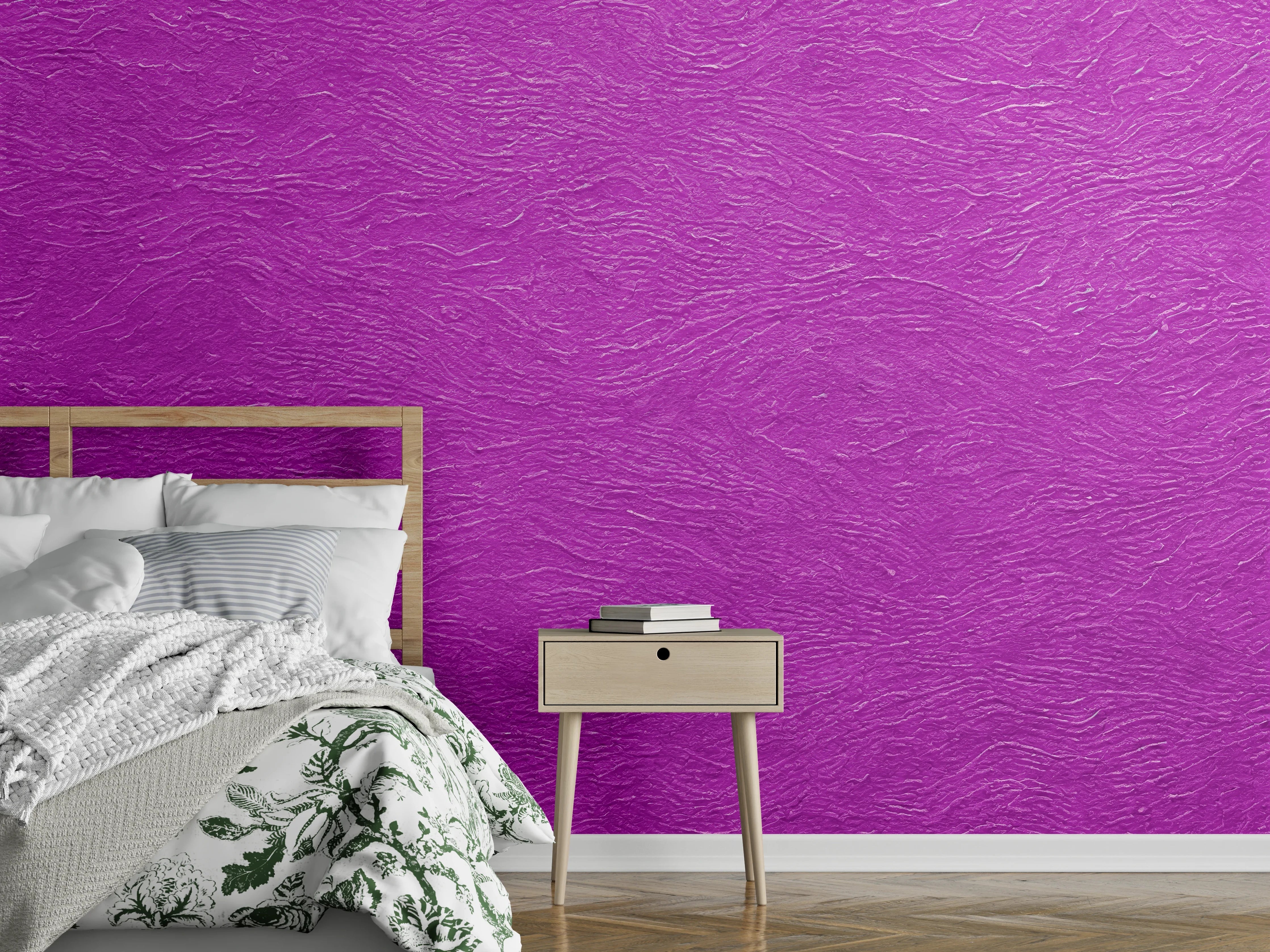 Wandverkleidung Schlafzimmer - Lila-Grau Schimmer auf weißer Struktur
