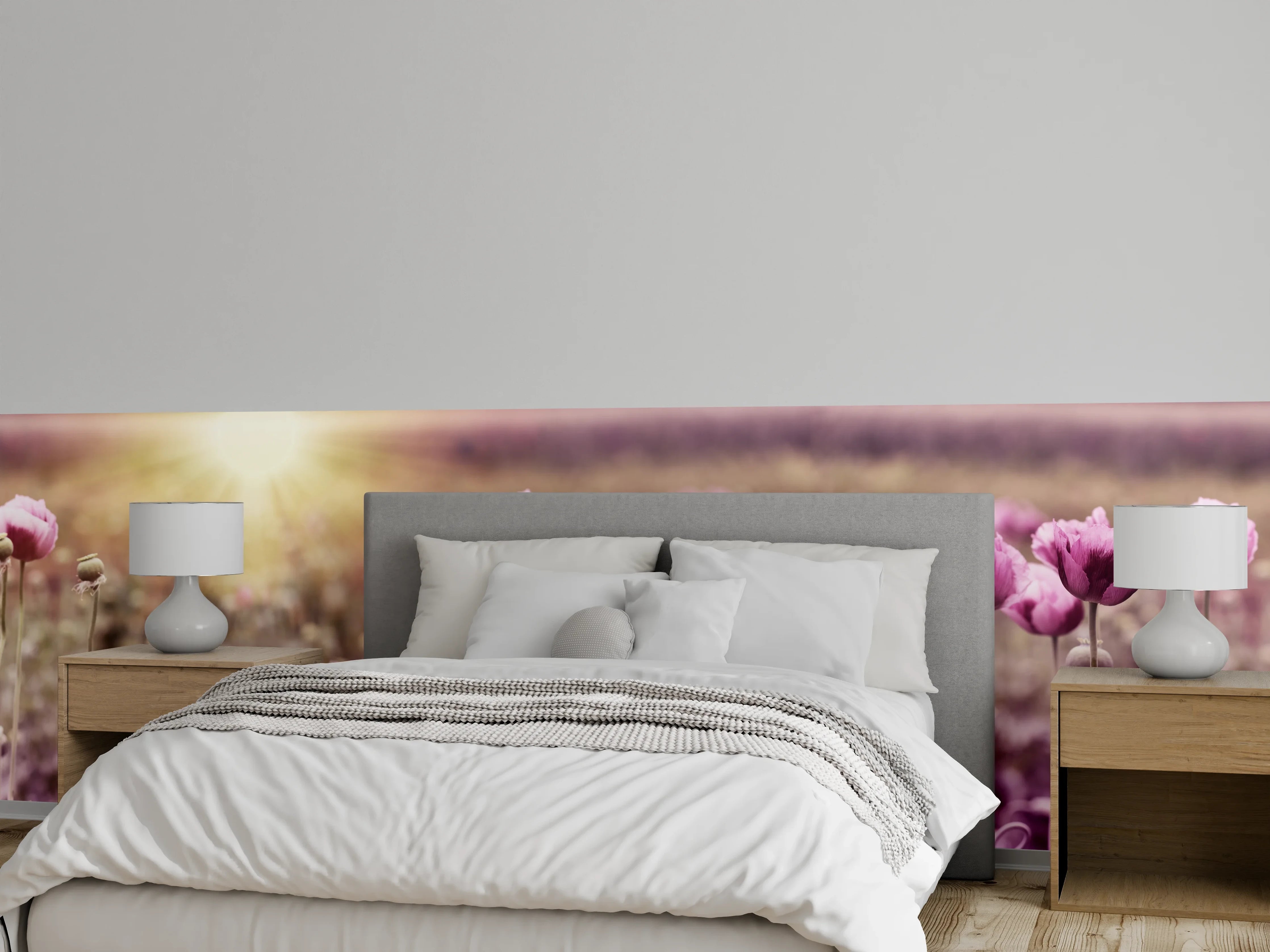 Wandverkleidung Schlafzimmer - Lila Mohnblume