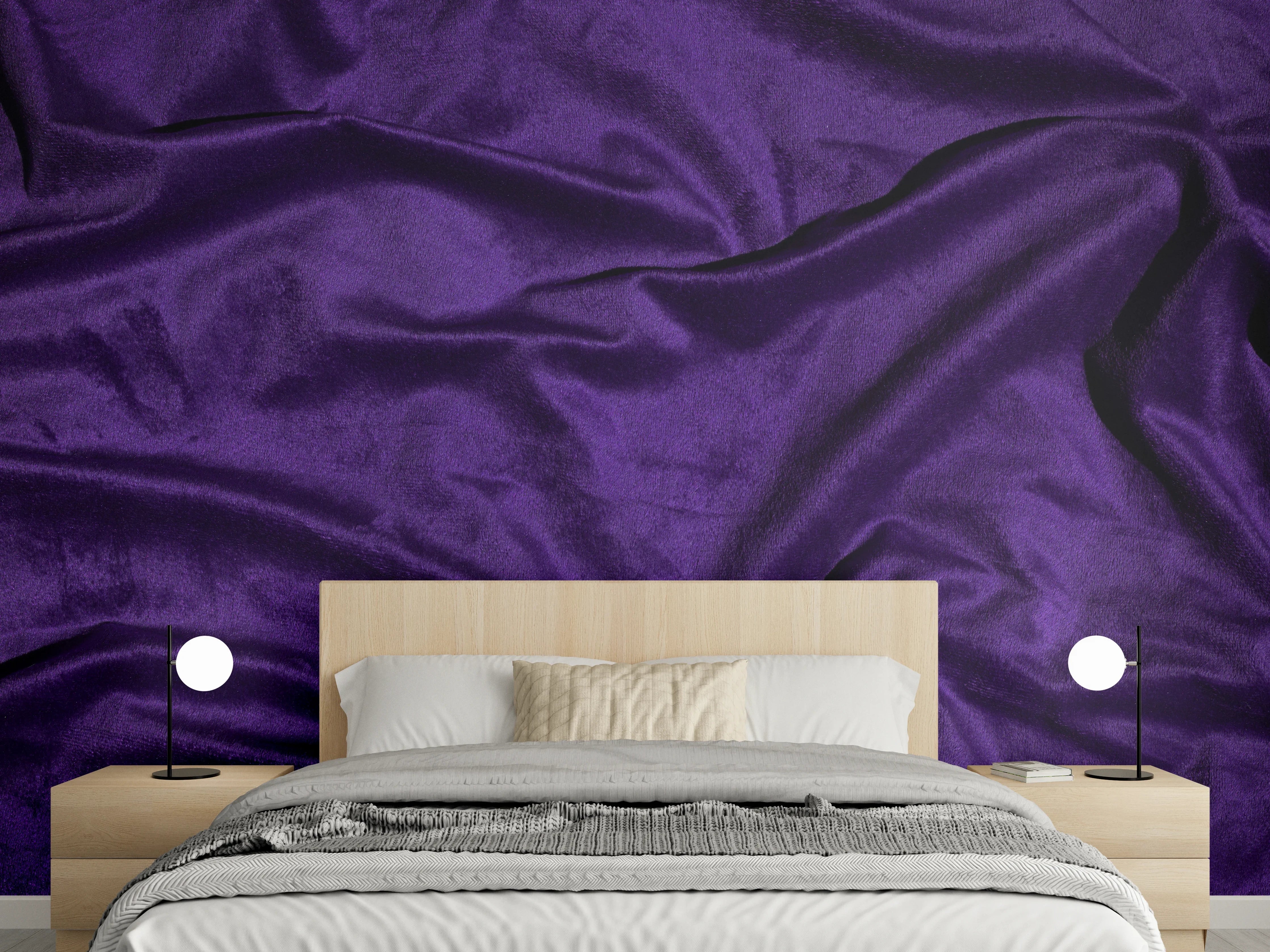 Wandverkleidung Schlafzimmer - Lila Satin Seide